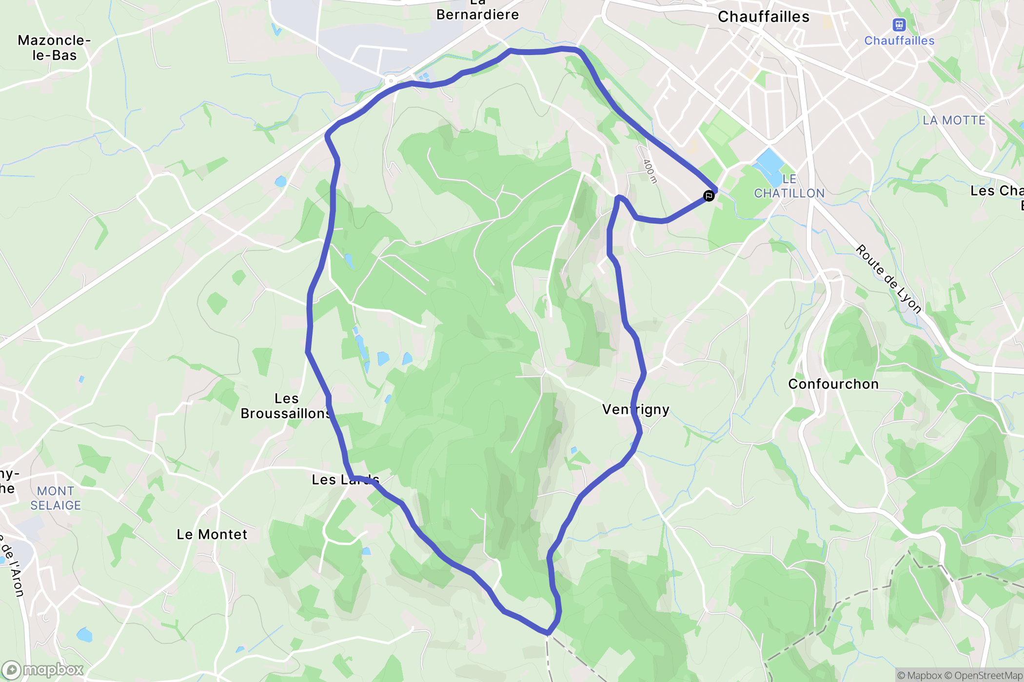 Chauffailles : carte du parcours de randonnée - France