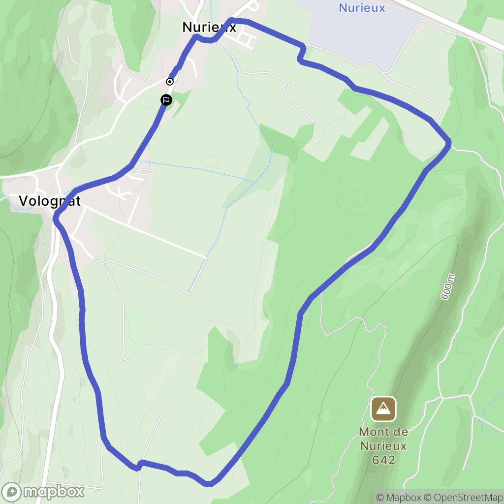 Nurieux-Volognat : carte du parcours de randonnée - France