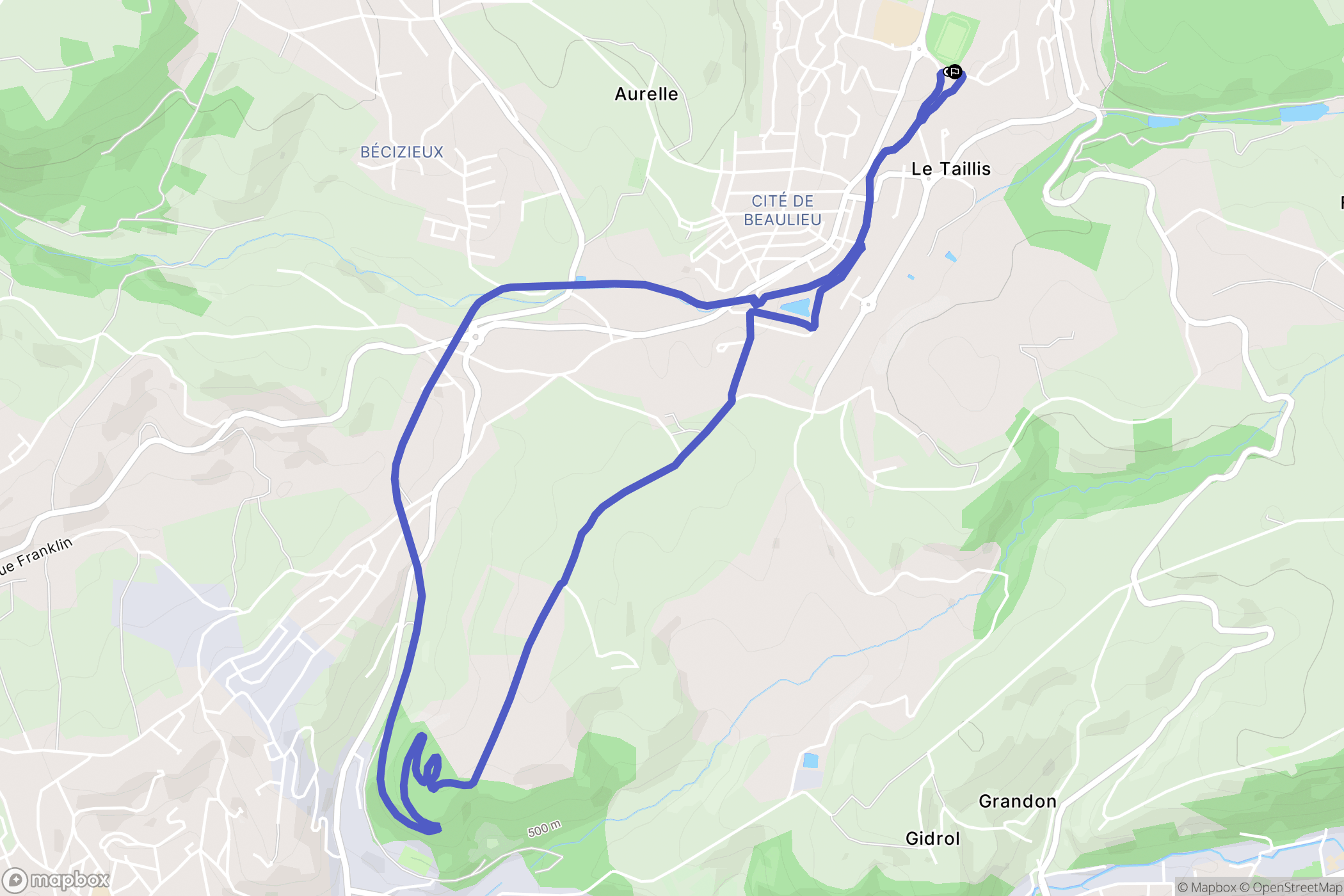 Roche-la-Molière : carte du parcours de randonnée - France