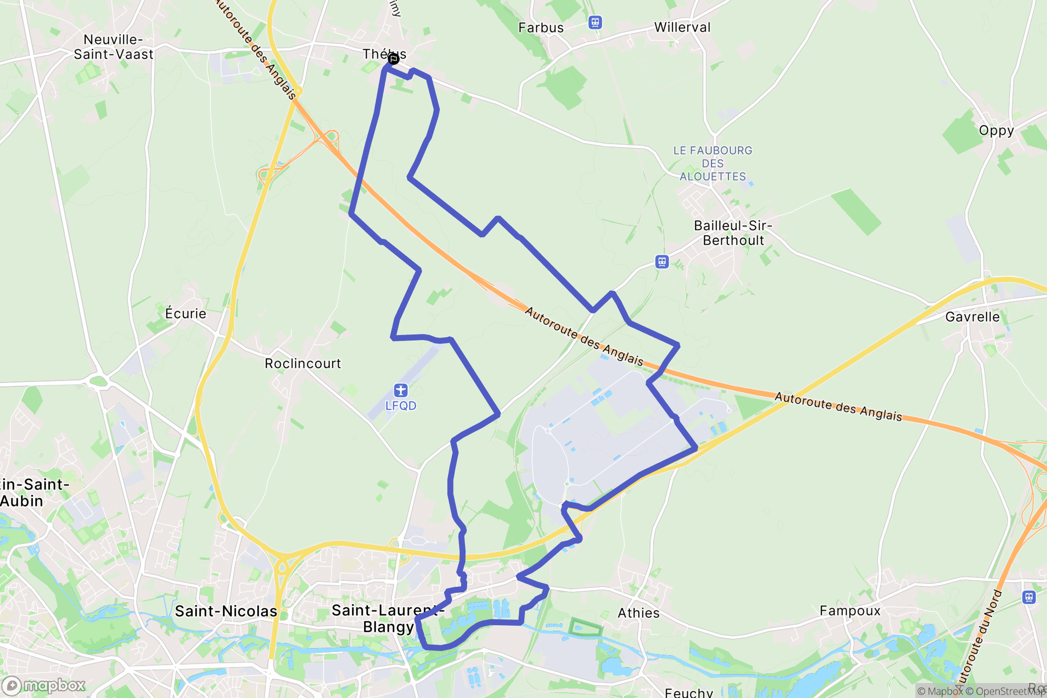 Thélus : carte du parcours de randonnée - France