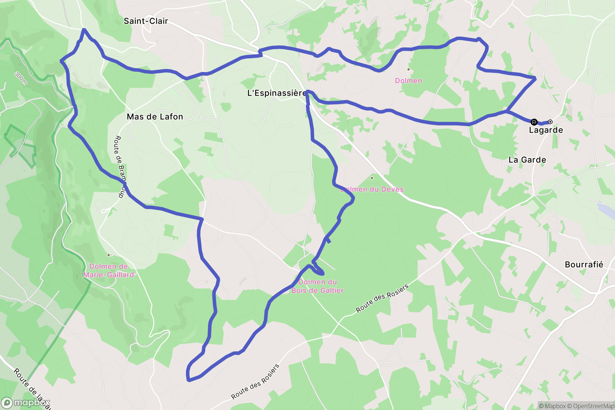 La Capelle-Balaguier : carte du parcours de randonnée - France