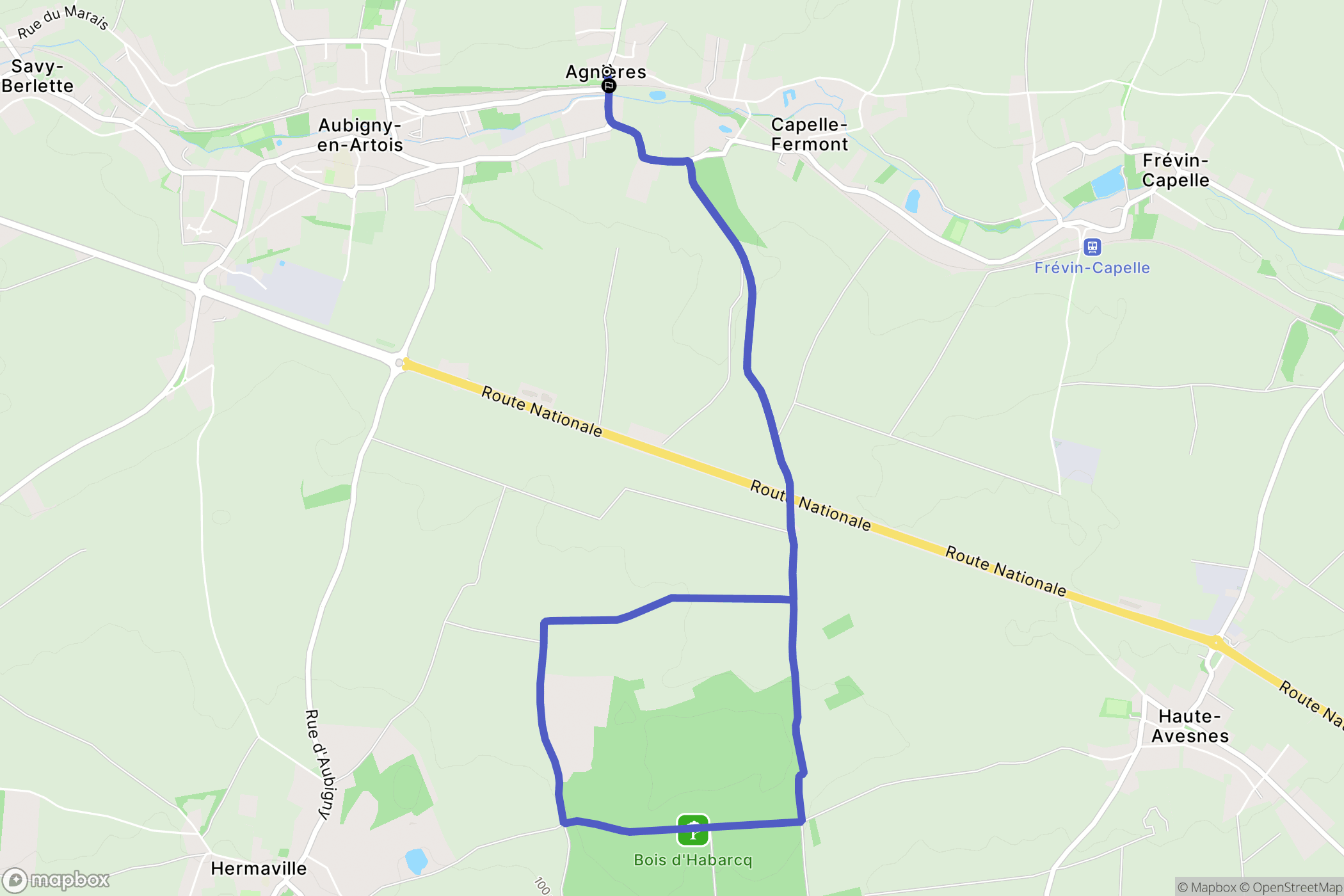 Agnières : carte du parcours de randonnée - France