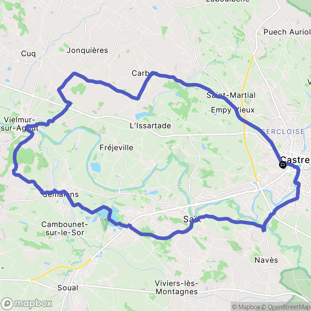 Castres : carte du parcours de randonnée - France