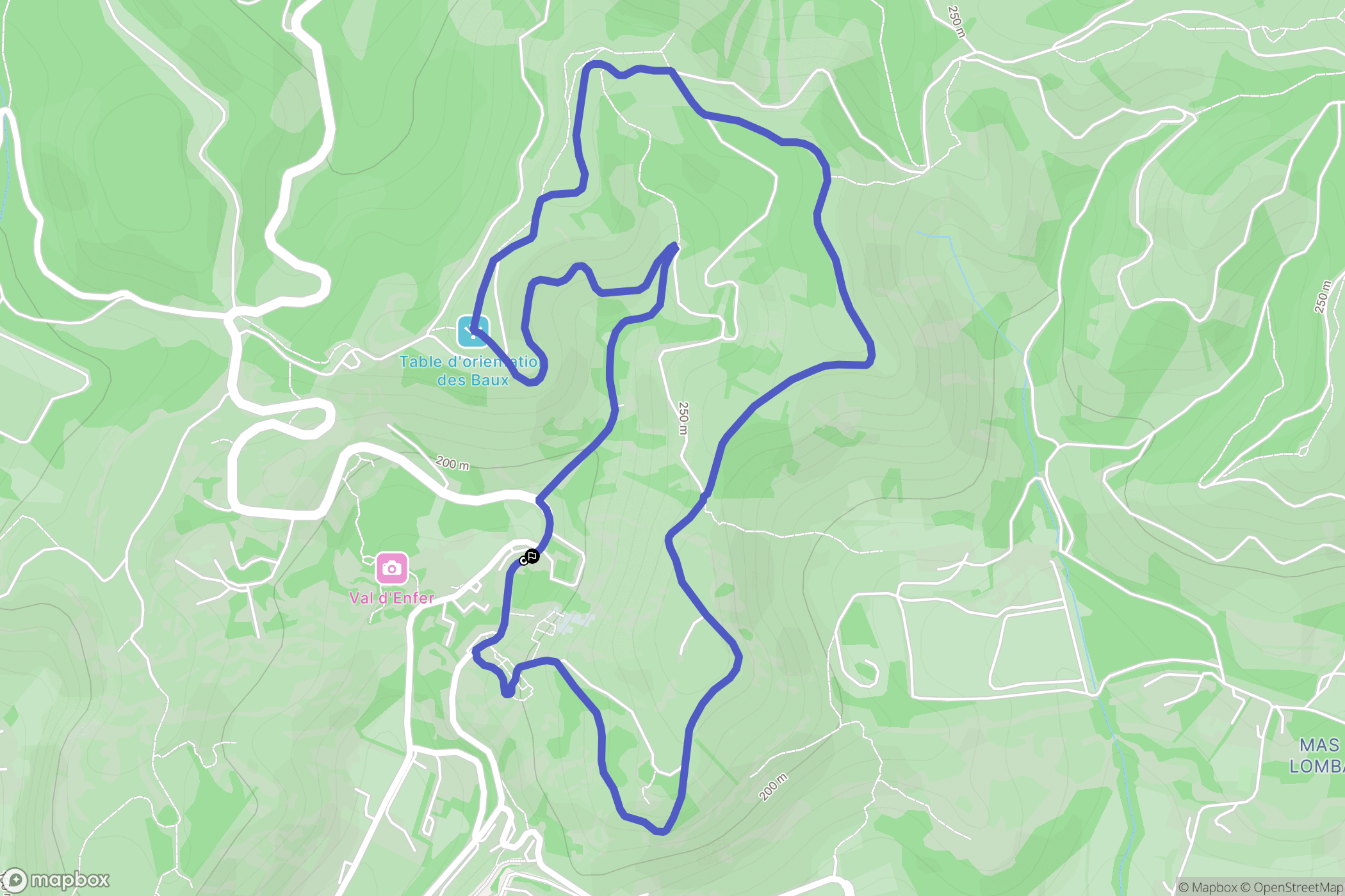 Les Baux-de-Provence : carte du parcours de randonnée - France