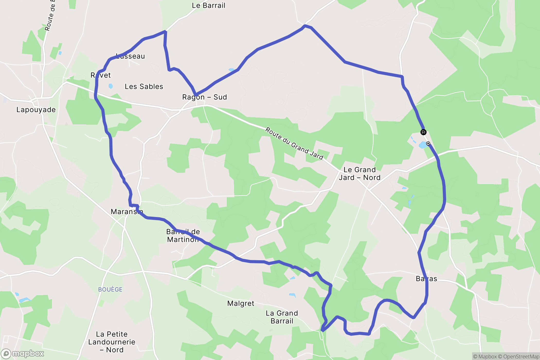 Bayas : carte du parcours de randonnée - France