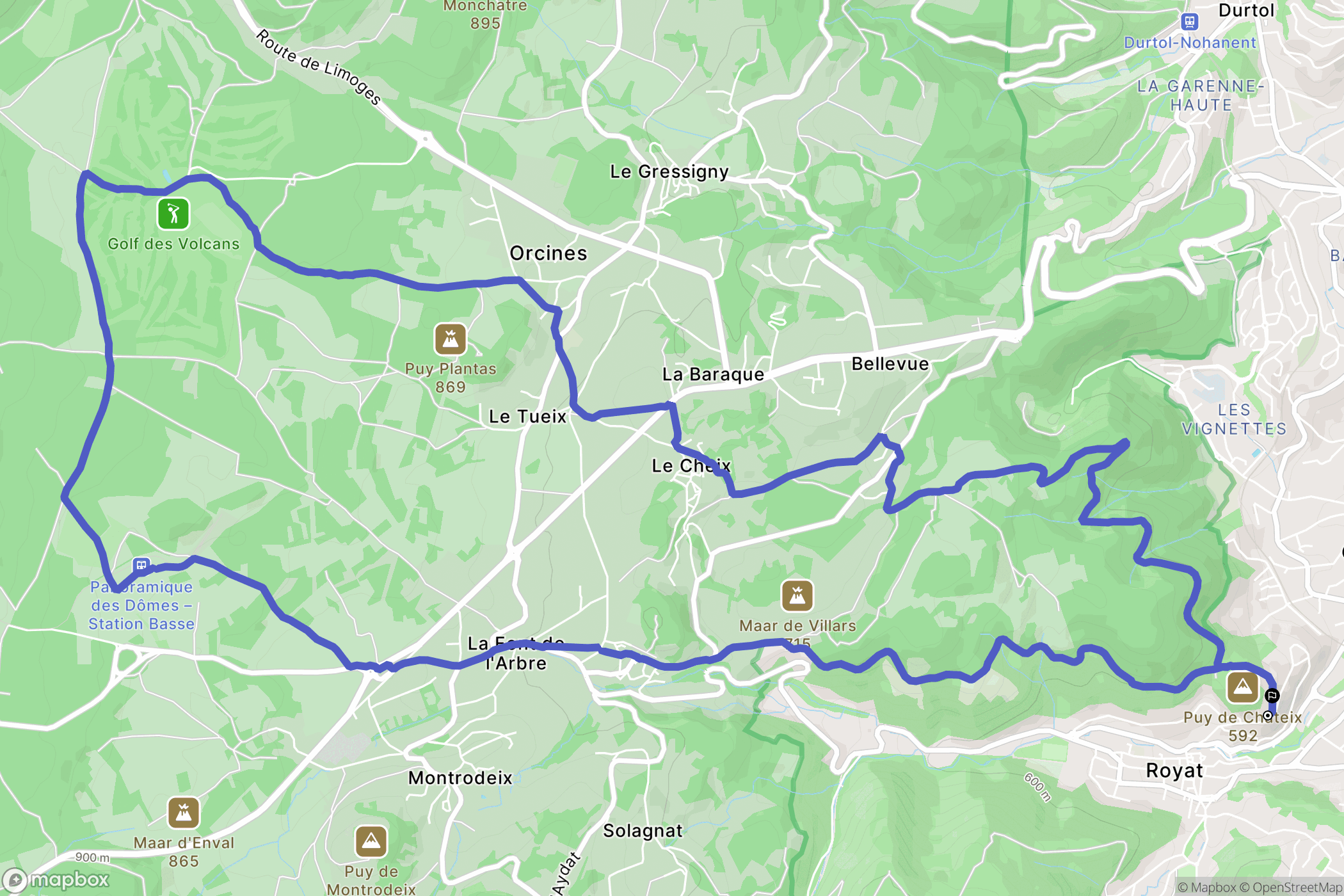 Royat : carte du parcours de randonnée - France