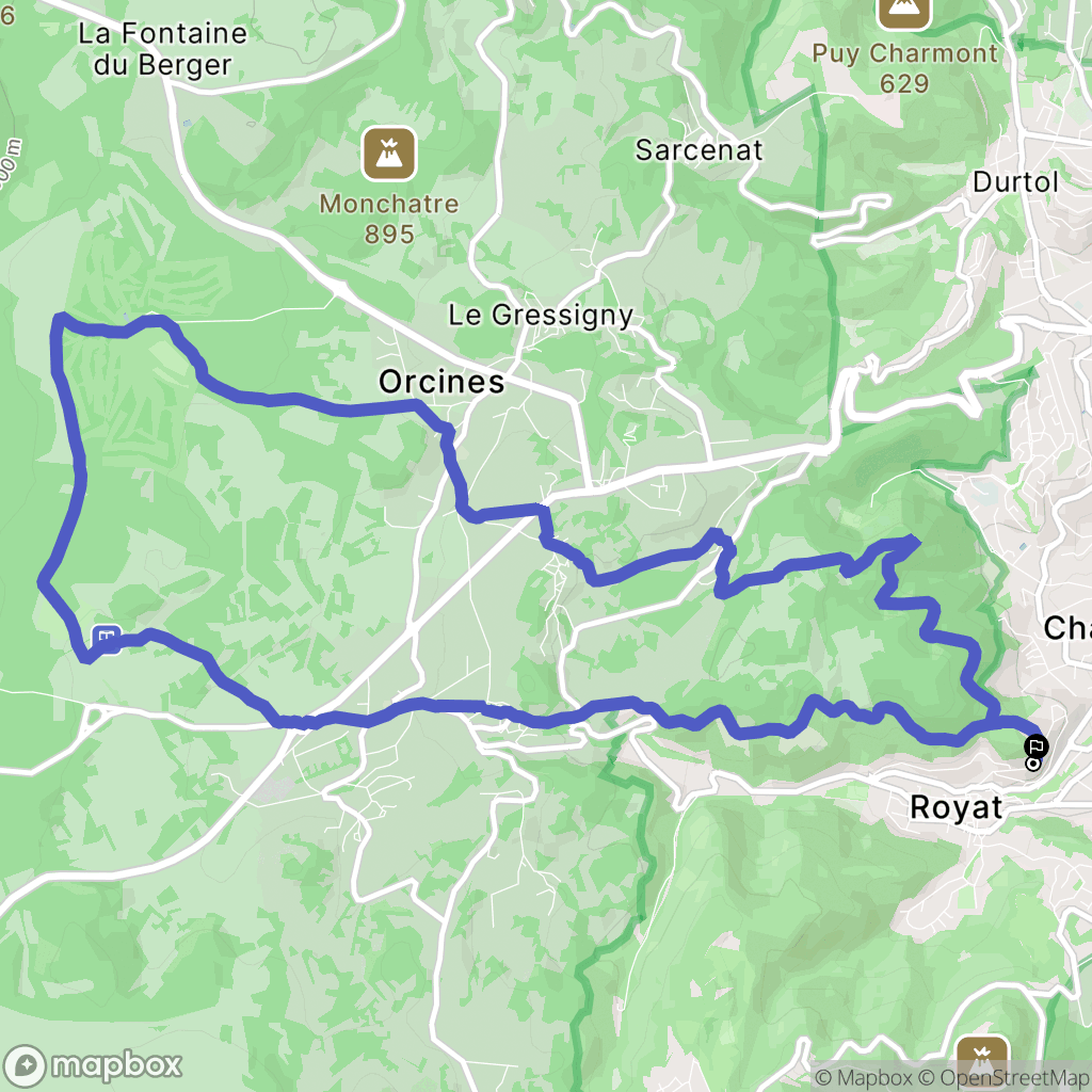 Royat : carte du parcours de randonnée - France