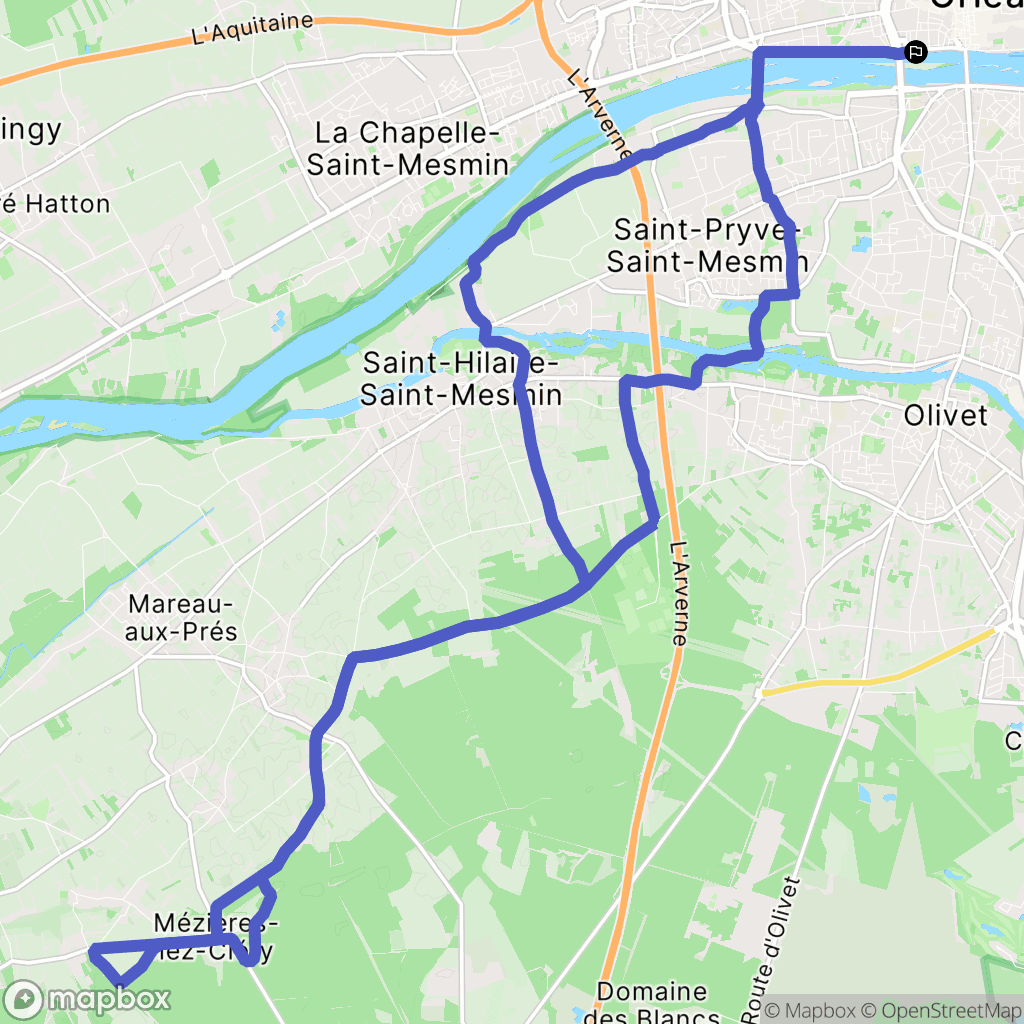 Orléans : carte du parcours de randonnée - France