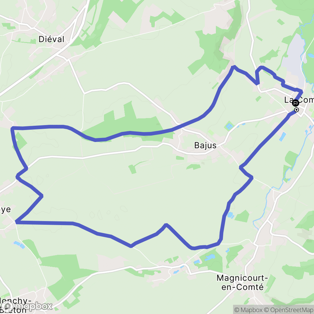 La Comté : carte du parcours de randonnée - France