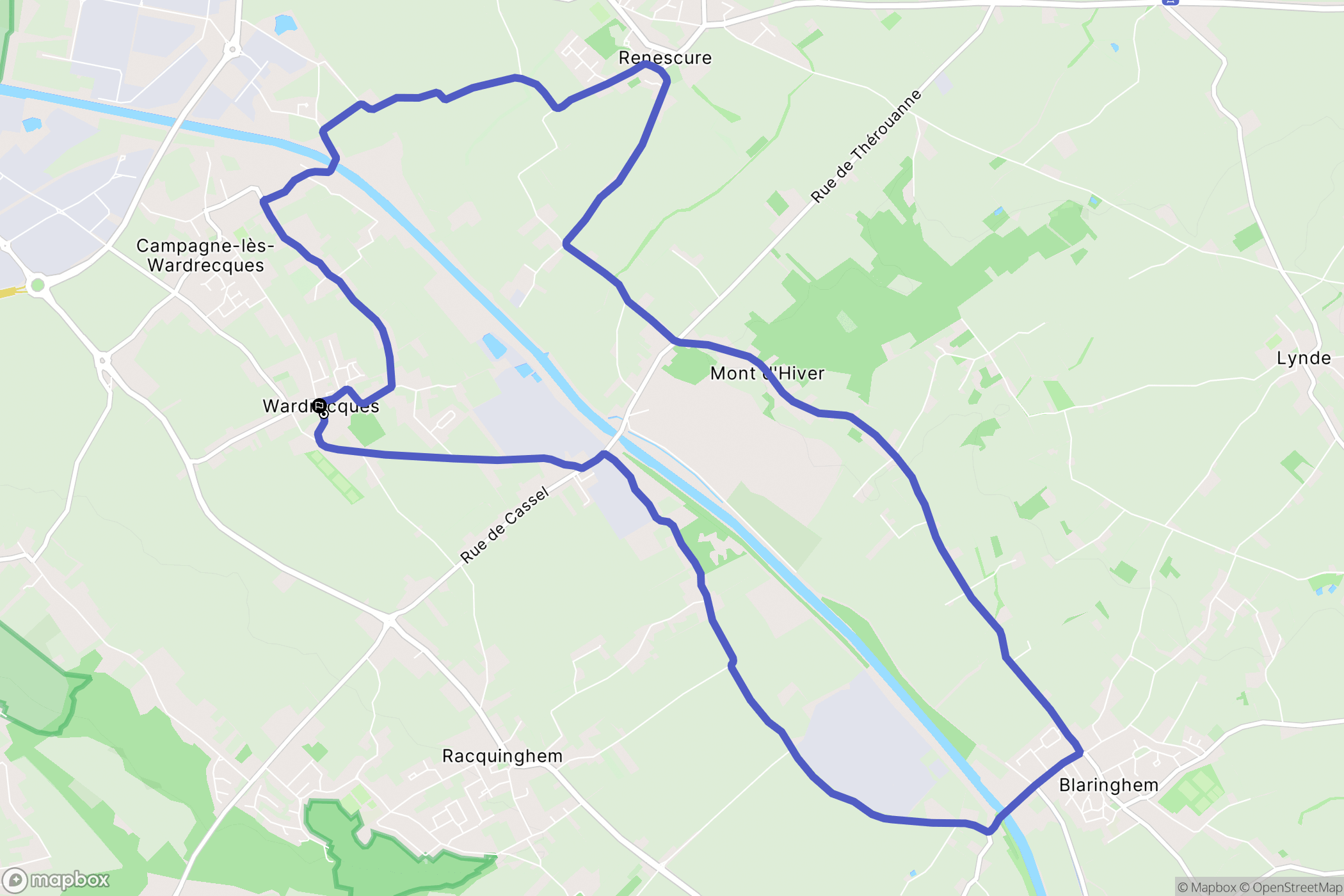 Wardrecques : carte du parcours de randonnée - France