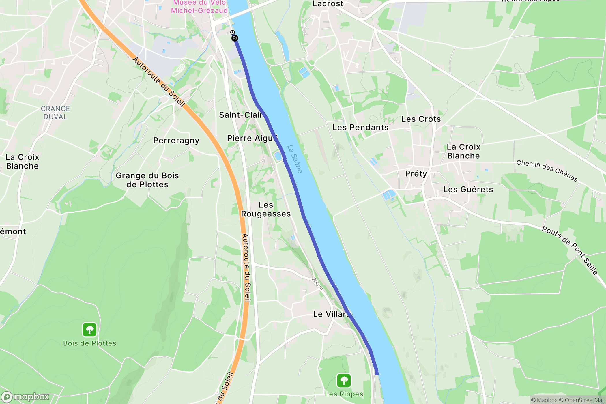 Tournus : carte du parcours de randonnée - France