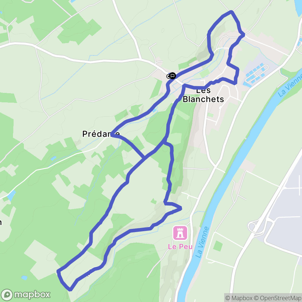 Vaux-sur-Vienne : carte du parcours de randonnée - France