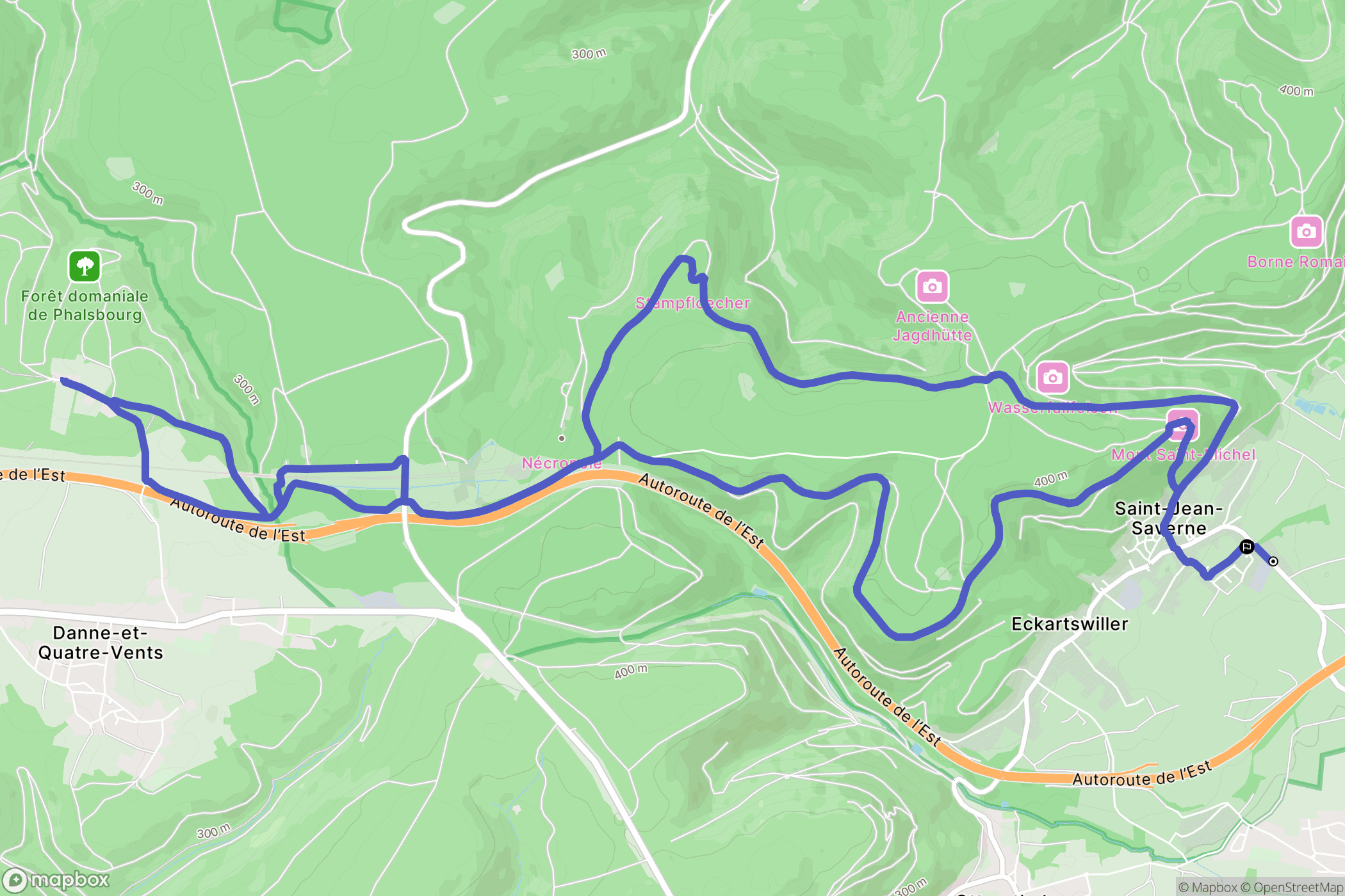 Saint-Jean-Saverne : carte du parcours de randonnée - France