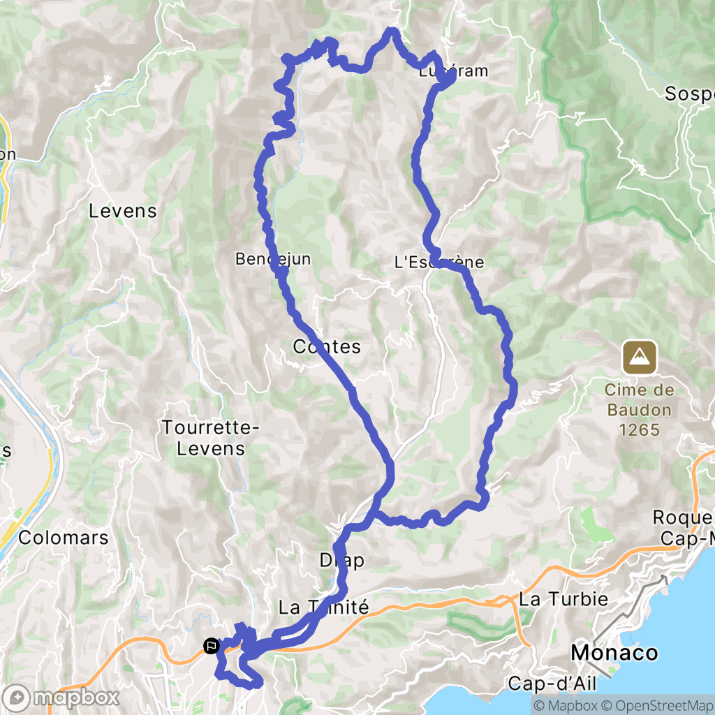 Nice : carte du parcours de randonnée - France
