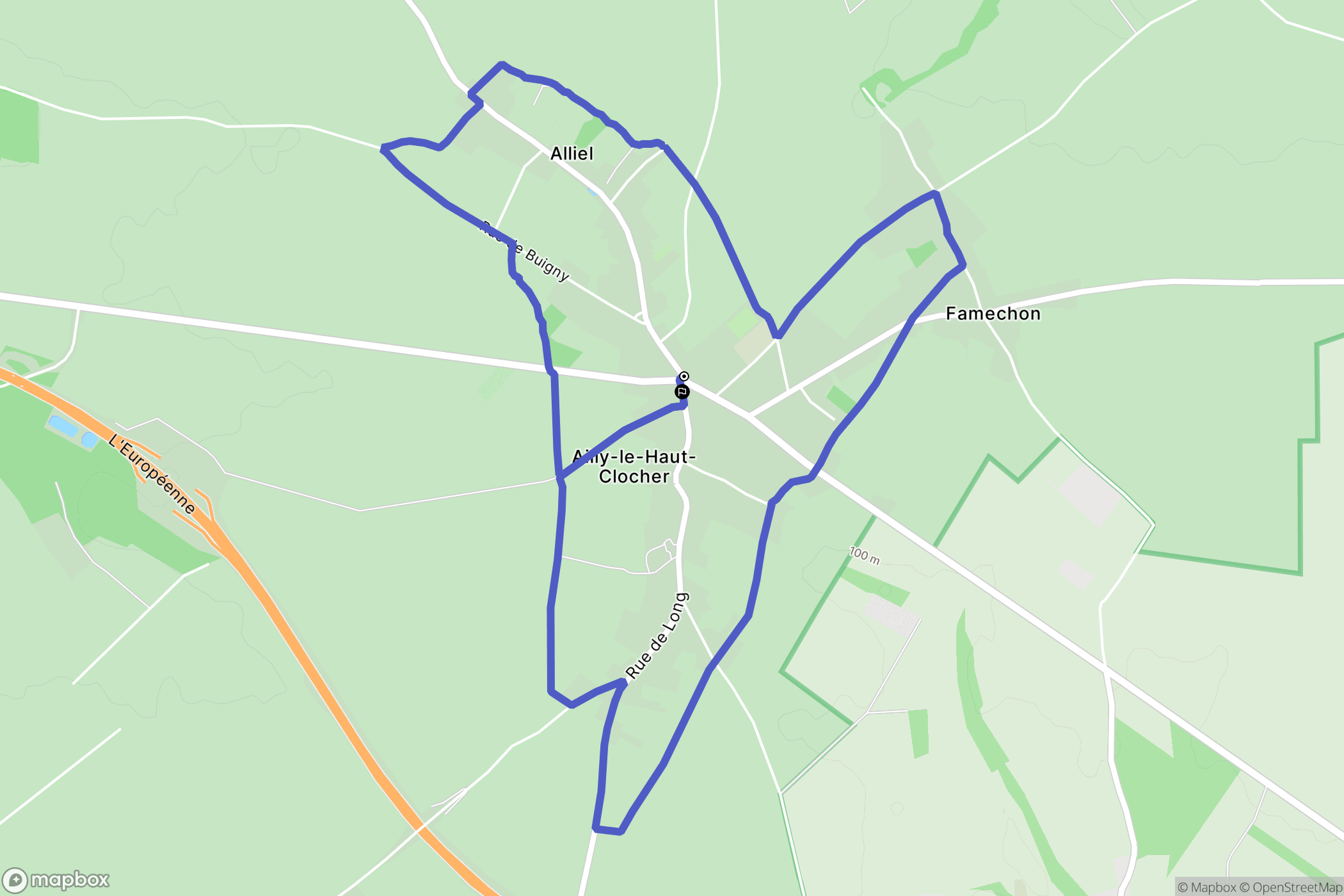 Ailly-le-Haut-Clocher : carte du parcours de randonnée - France