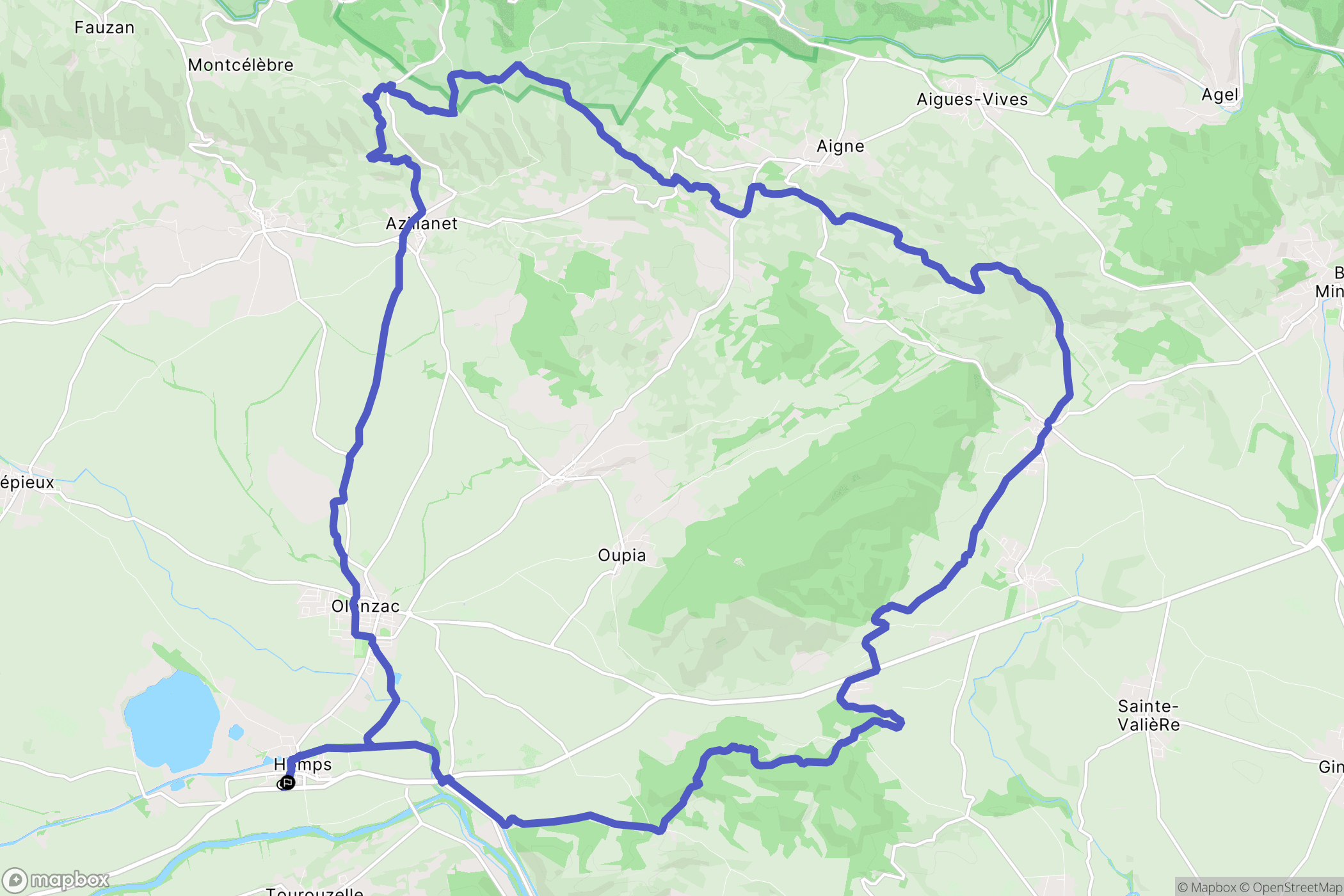 Homps : carte du parcours de randonnée - France