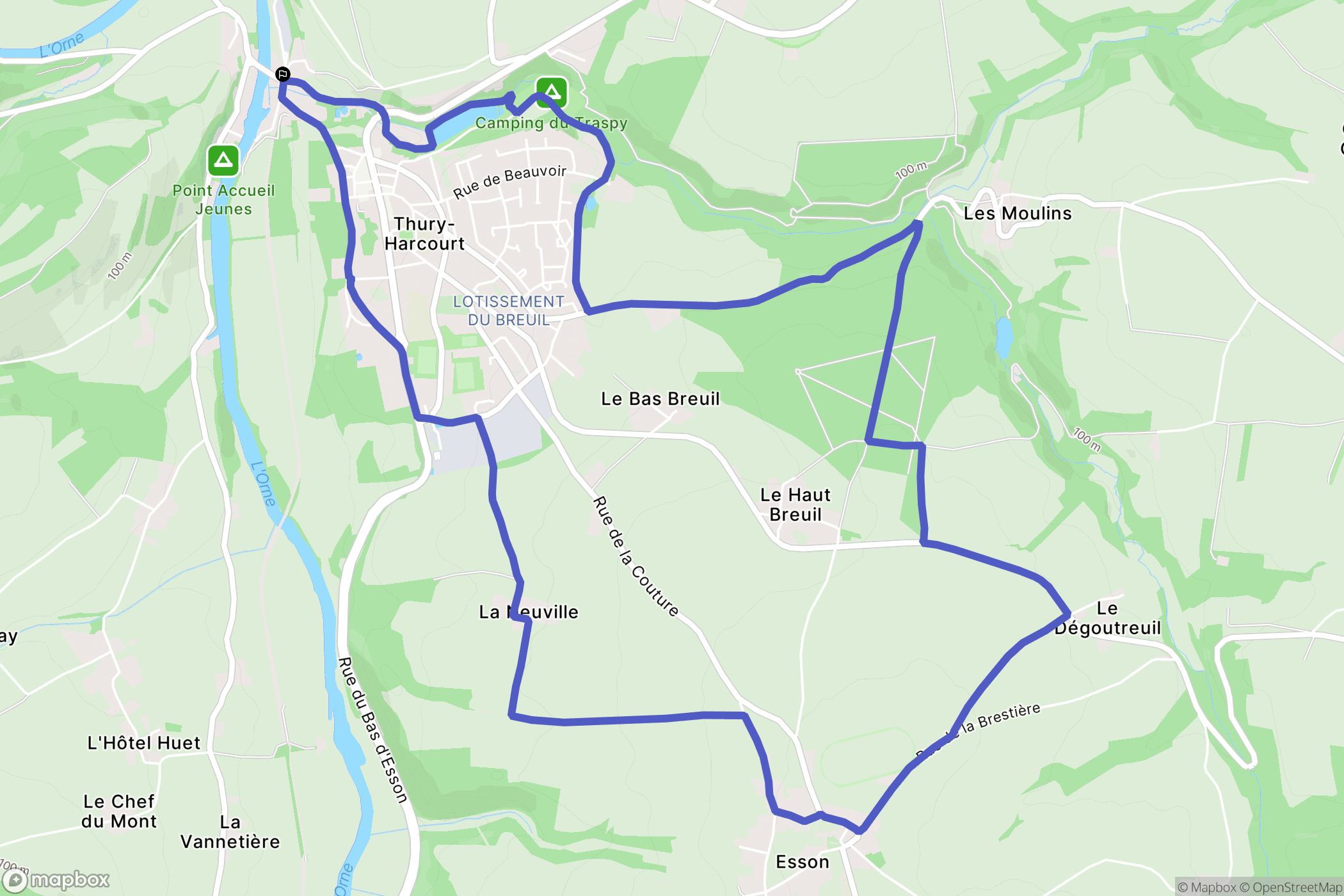 Le Hom : carte du parcours de randonnée - France