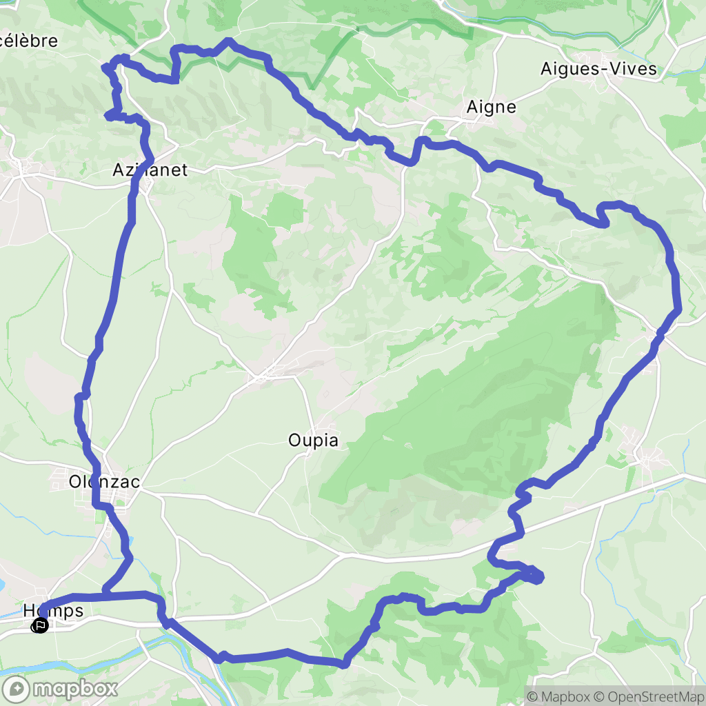 Homps : carte du parcours de randonnée - France