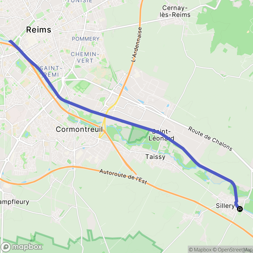 Sillery : carte du parcours de randonnée - France
