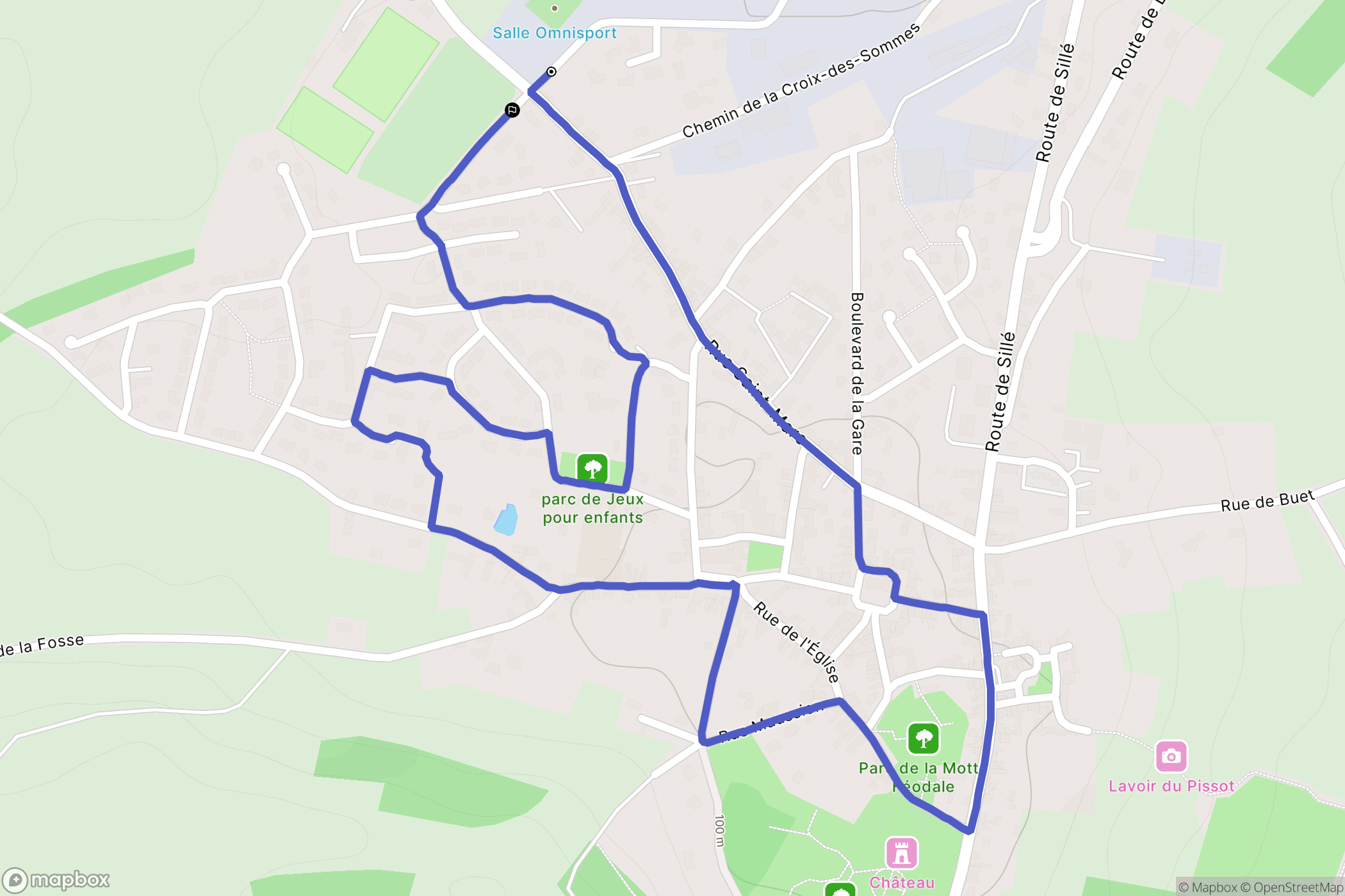 Brulon : carte du parcours de randonnée - France