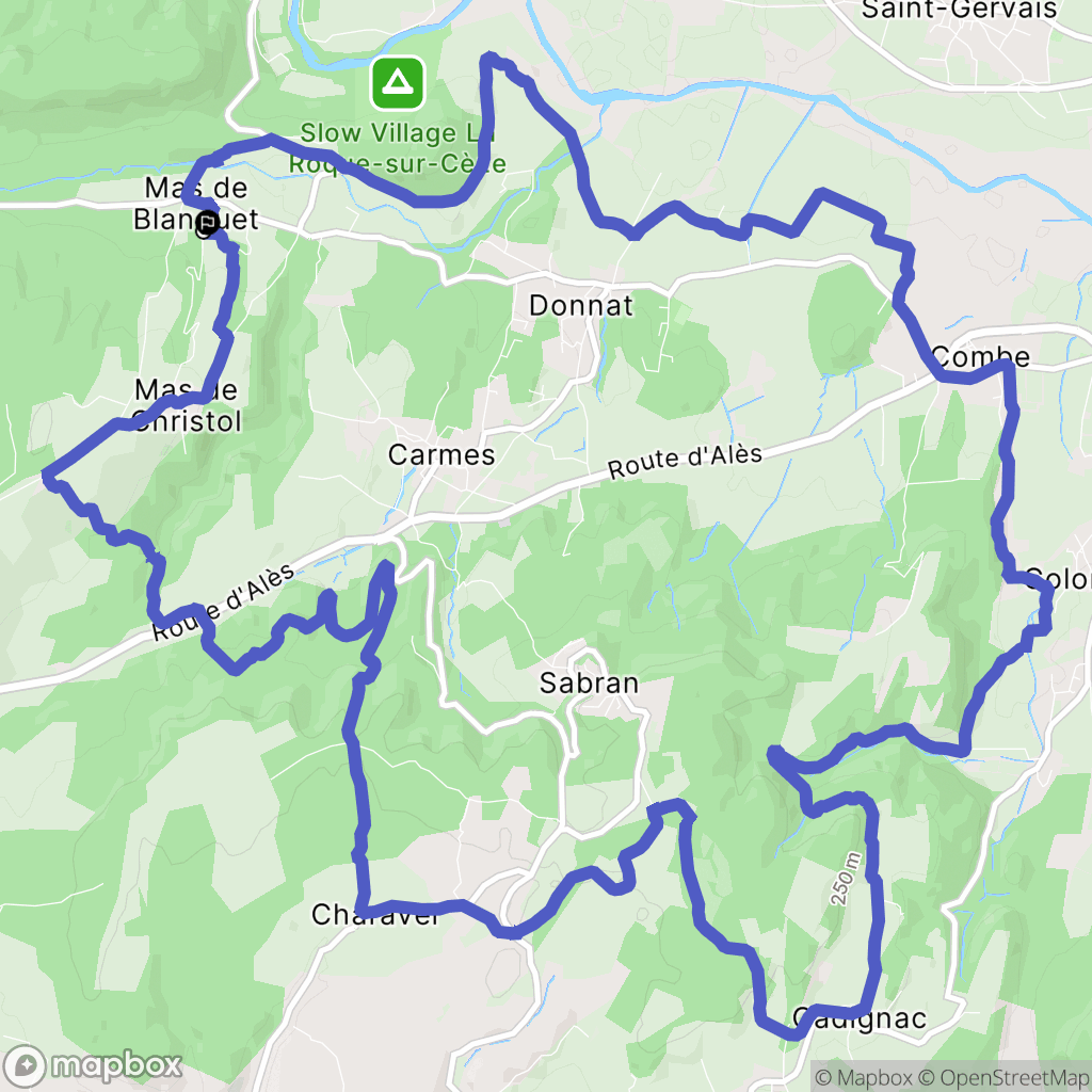 Saint-André-d'Olérargues : carte du parcours de randonnée - France