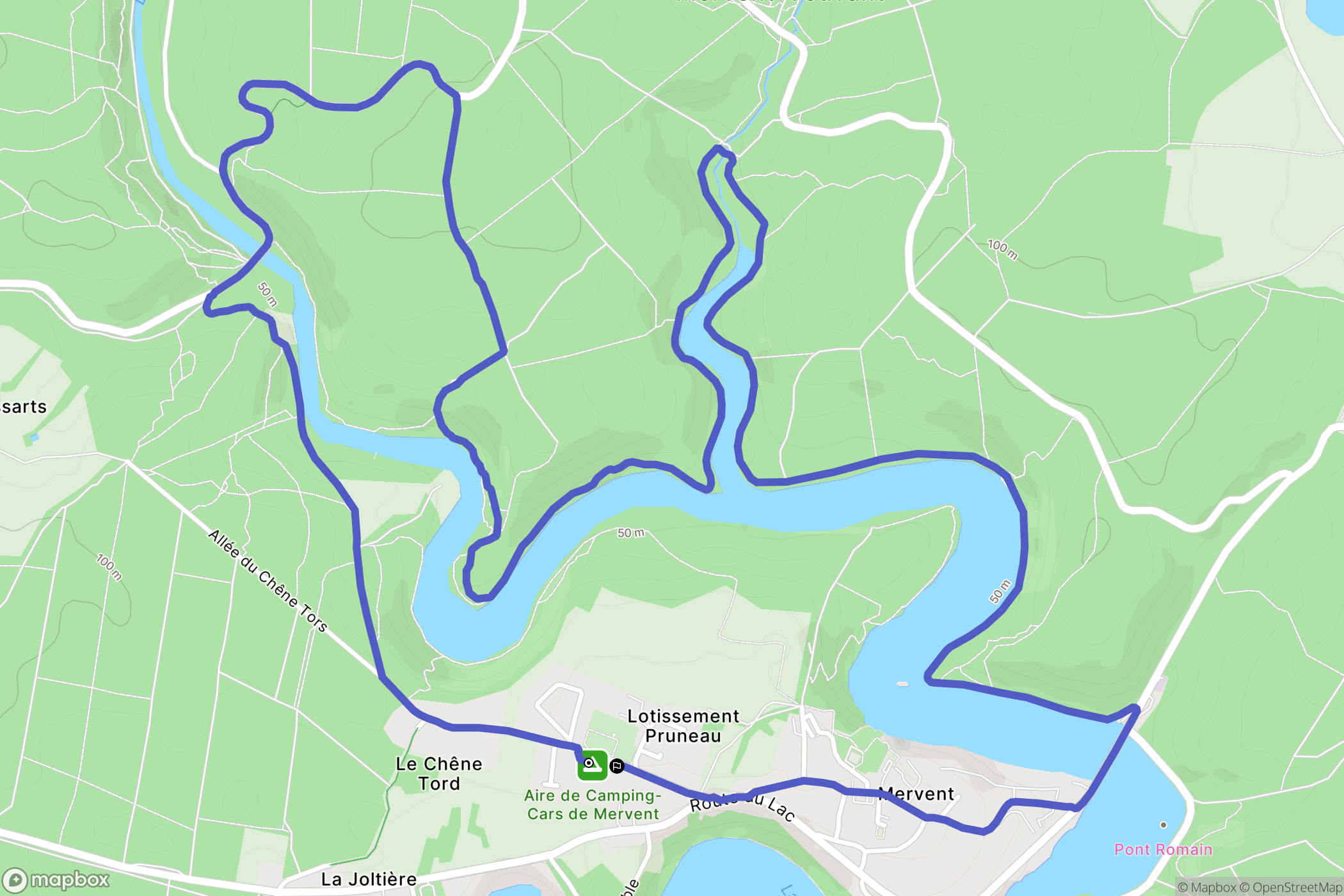 Mervent : carte du parcours de randonnée - France