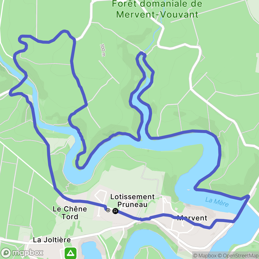 Mervent : carte du parcours de randonnée - France