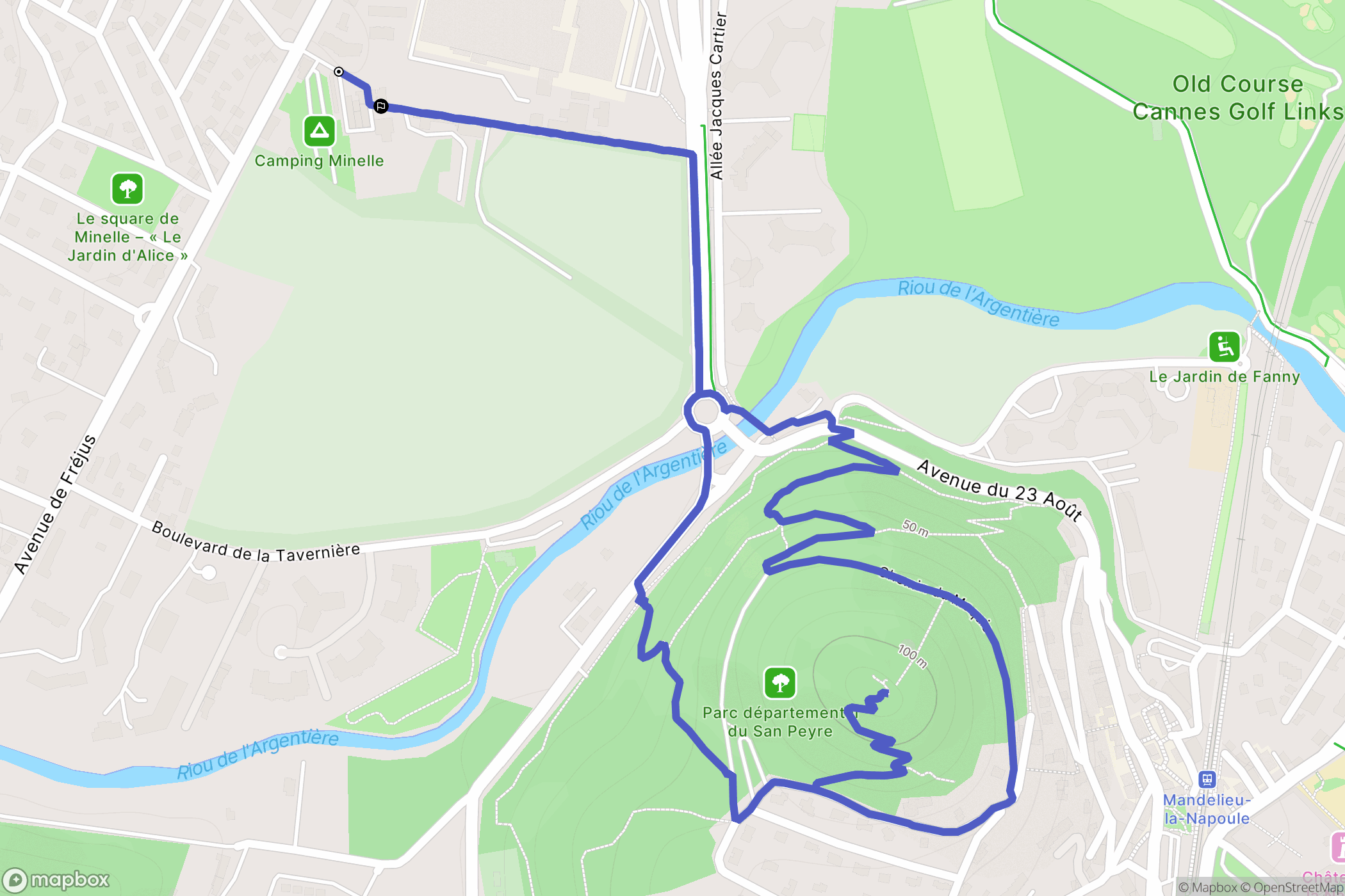 Mandelieu-la-Napoule : carte du parcours de randonnée - France