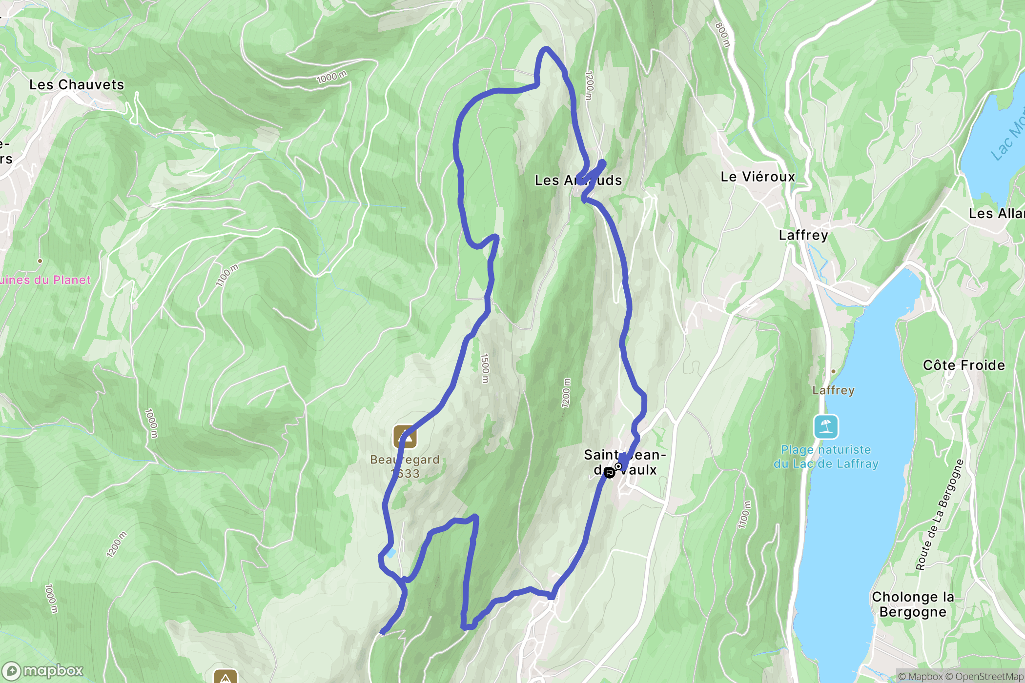 Saint-Jean-de-Vaulx : carte du parcours de randonnée - France
