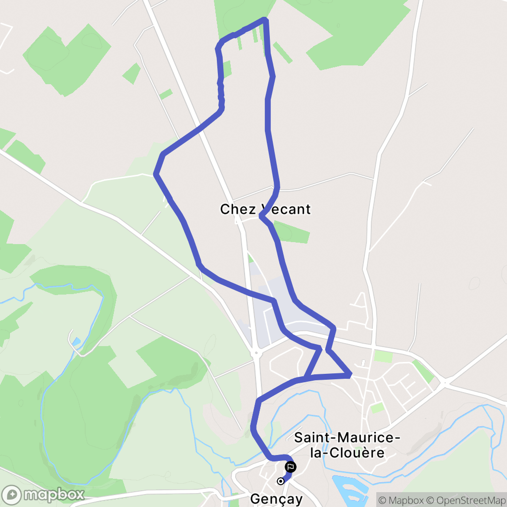 Gençay : carte du parcours de randonnée - France