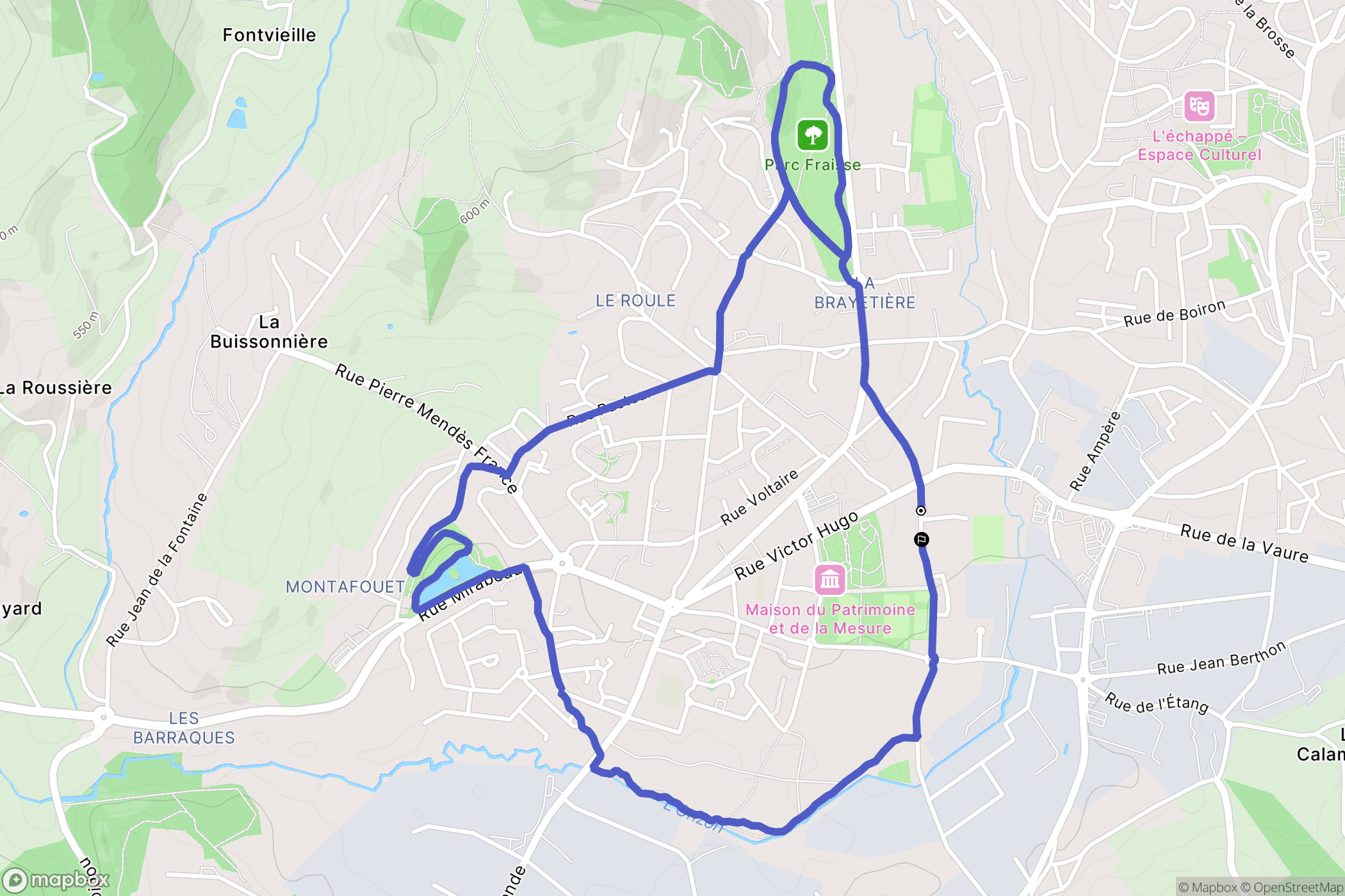 La Talaudière : carte du parcours de randonnée - France
