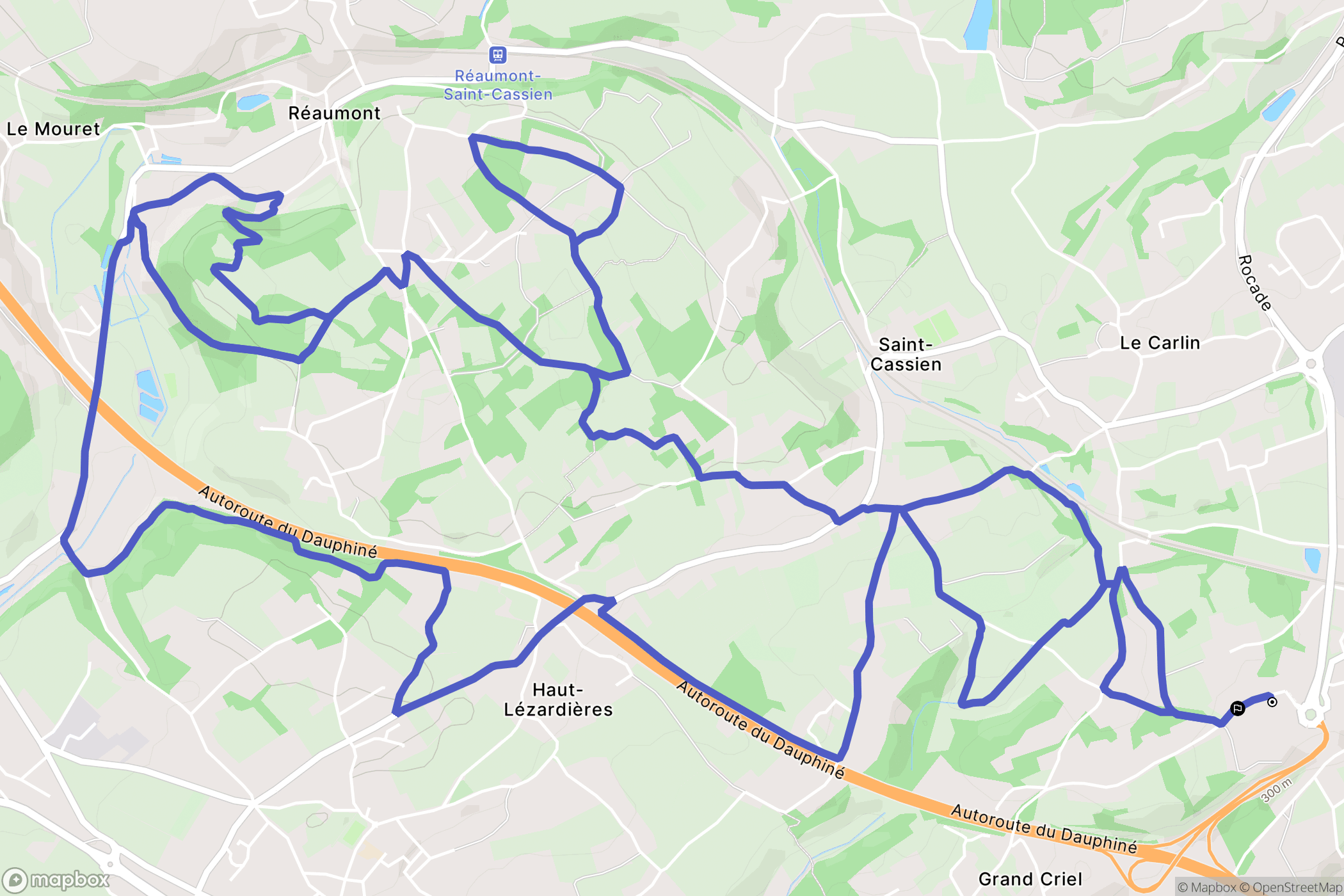 Voiron : carte du parcours de randonnée - France
