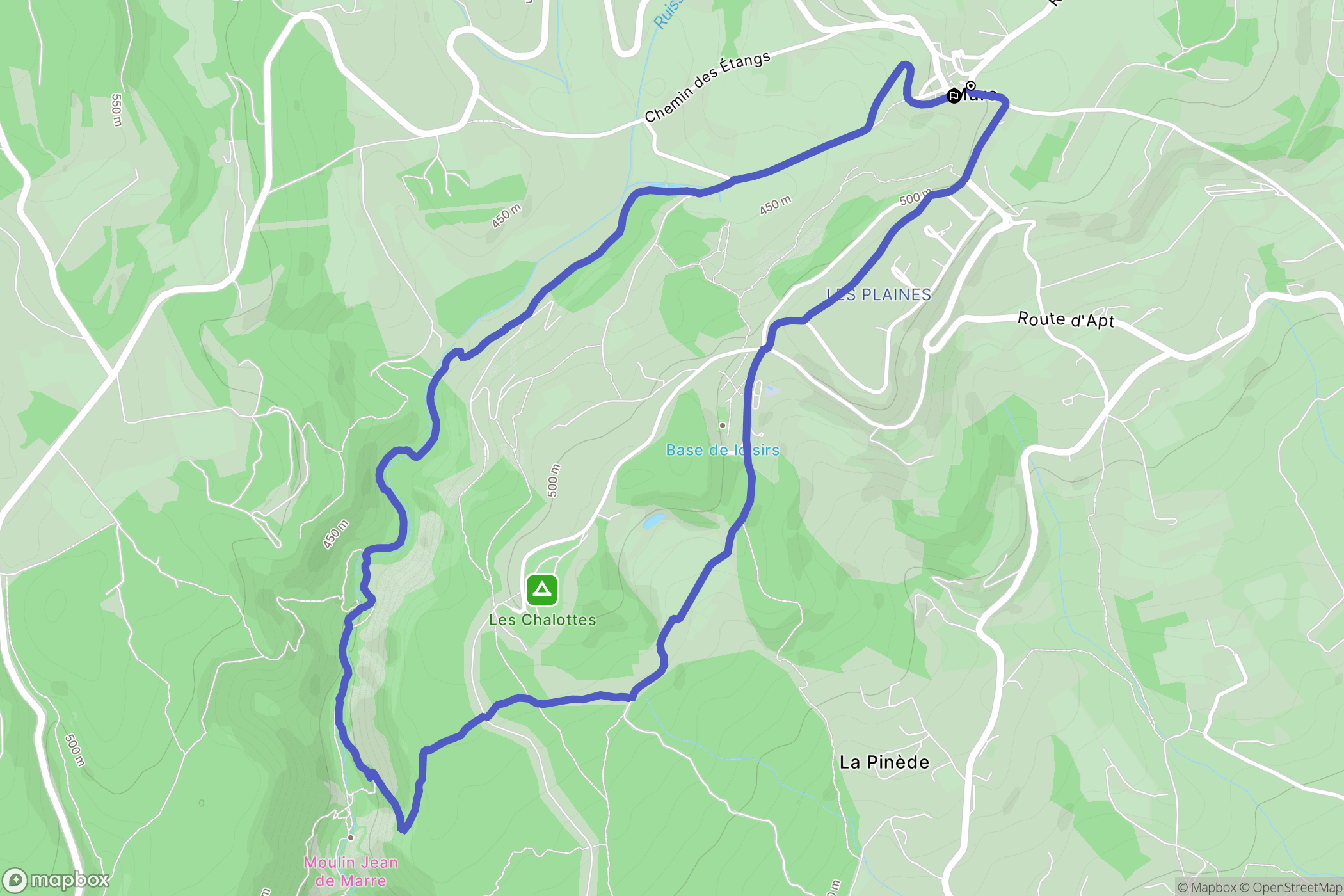 Murs : carte du parcours de randonnée - France