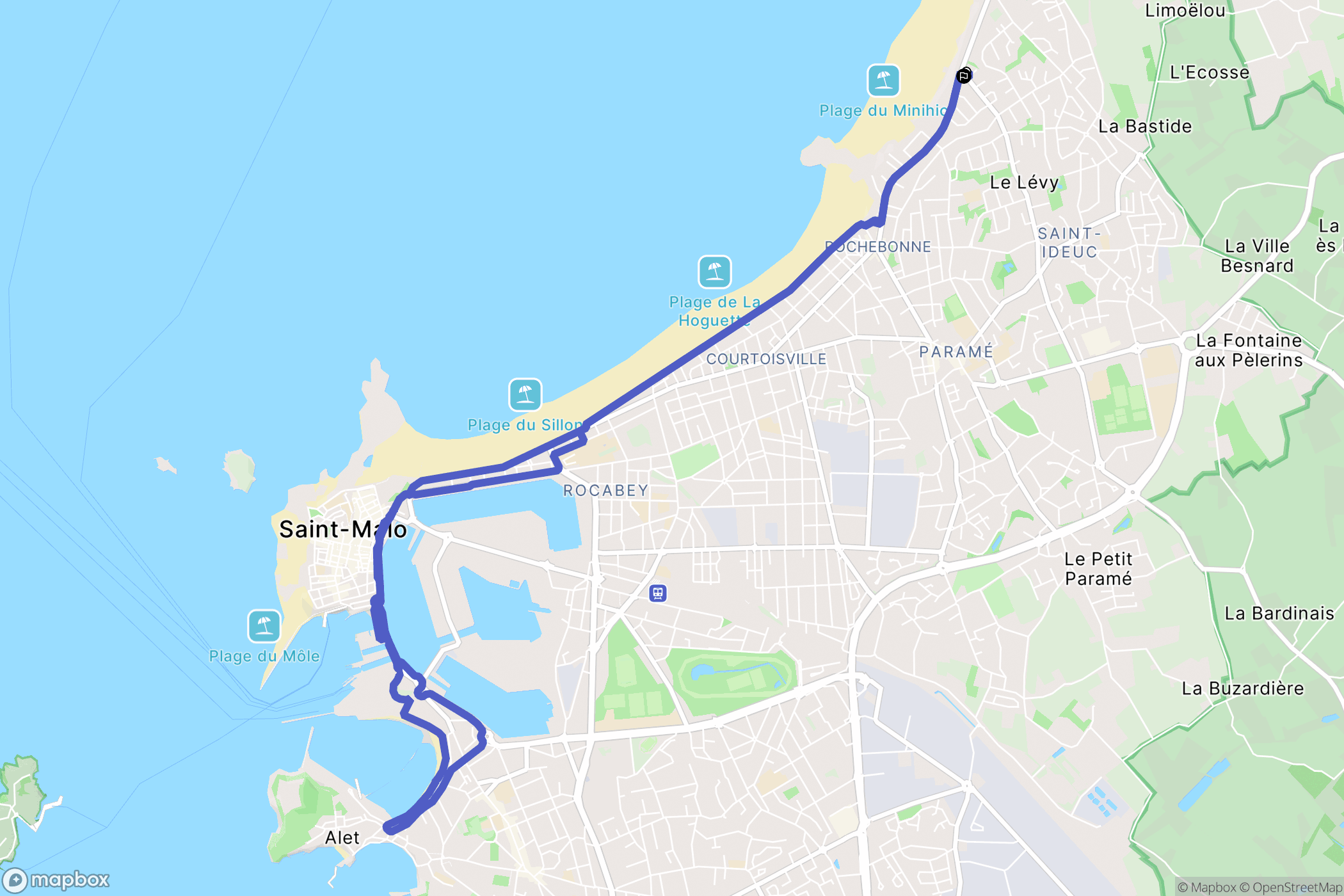 Saint-Malo : carte du parcours de randonnée - France