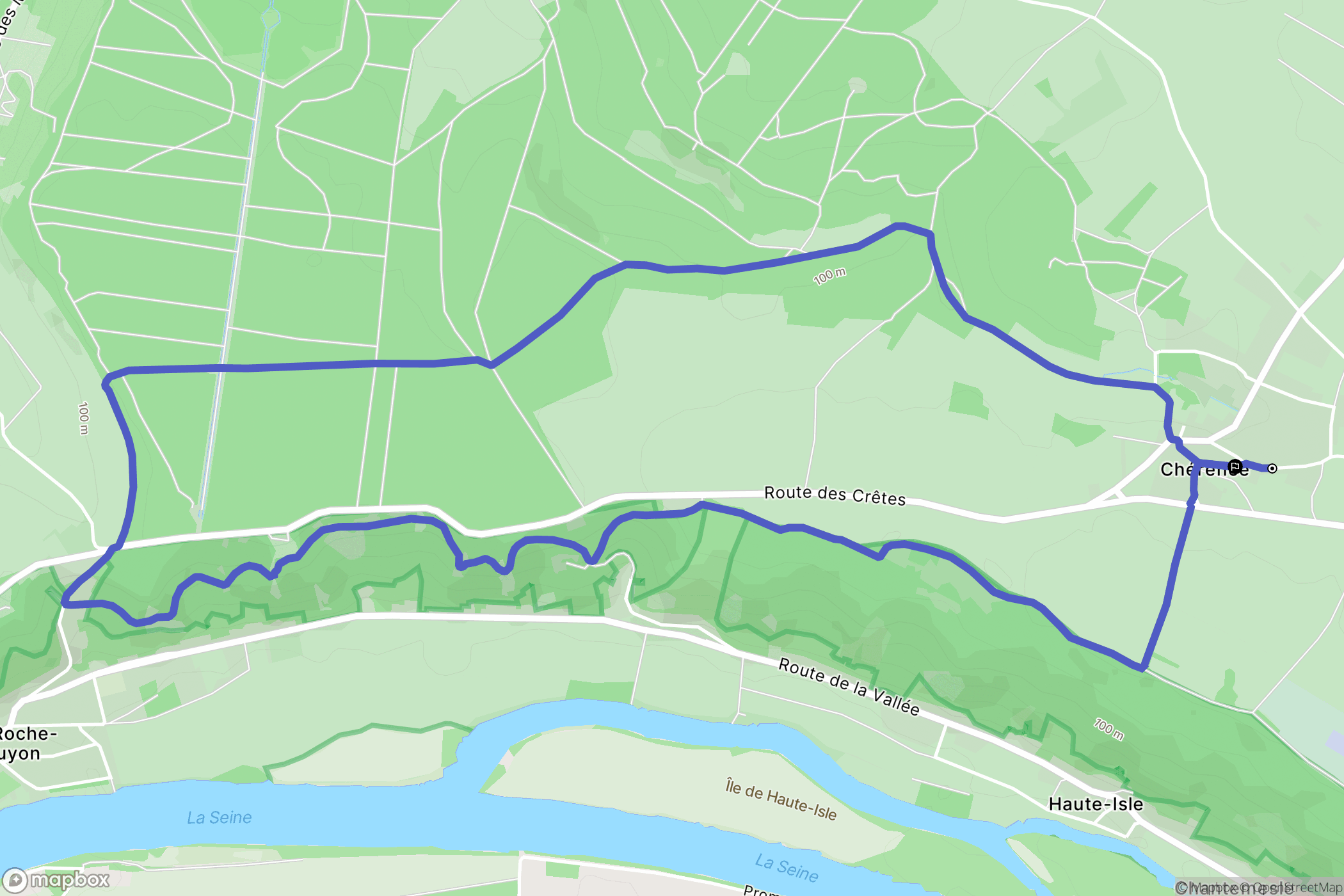 Chérence : carte du parcours de randonnée - France