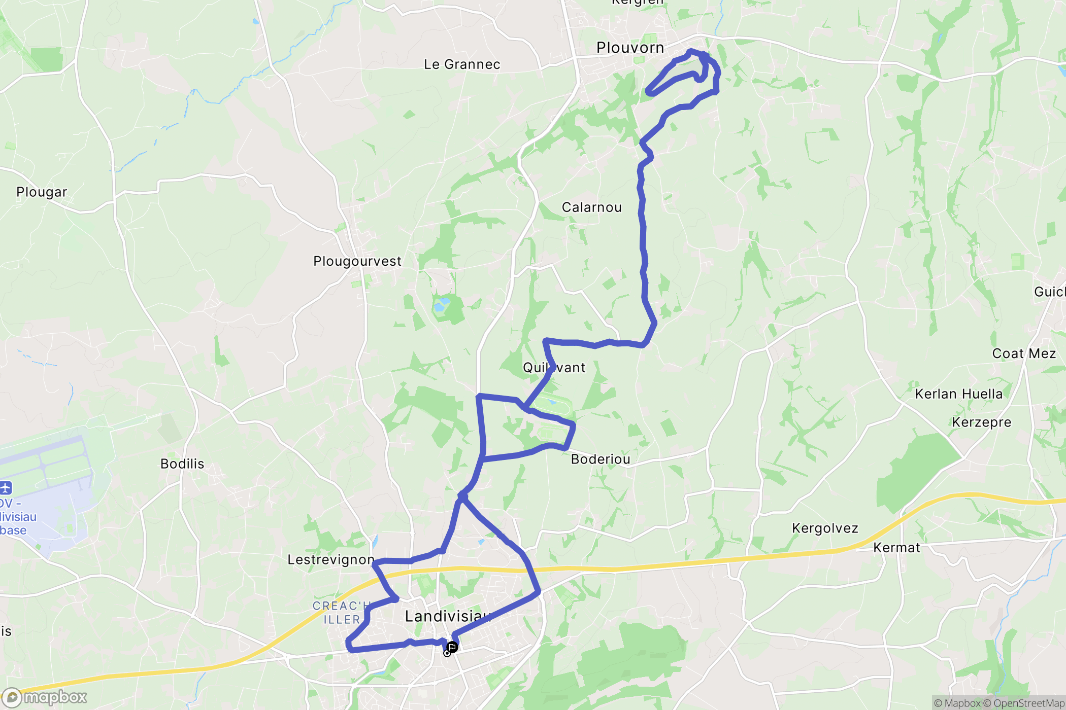 Landivisiau : carte du parcours de randonnée - France