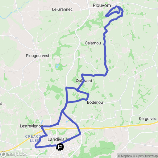 Landivisiau : carte du parcours de randonnée - France