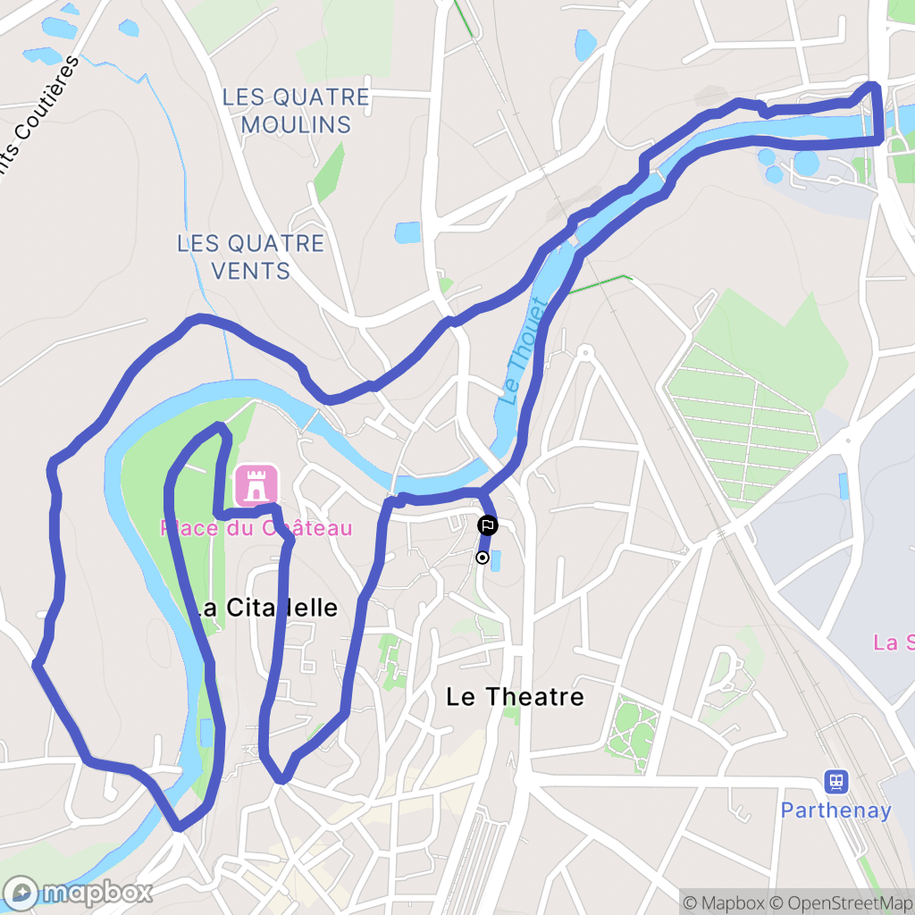 Parthenay : carte du parcours de randonnée - France