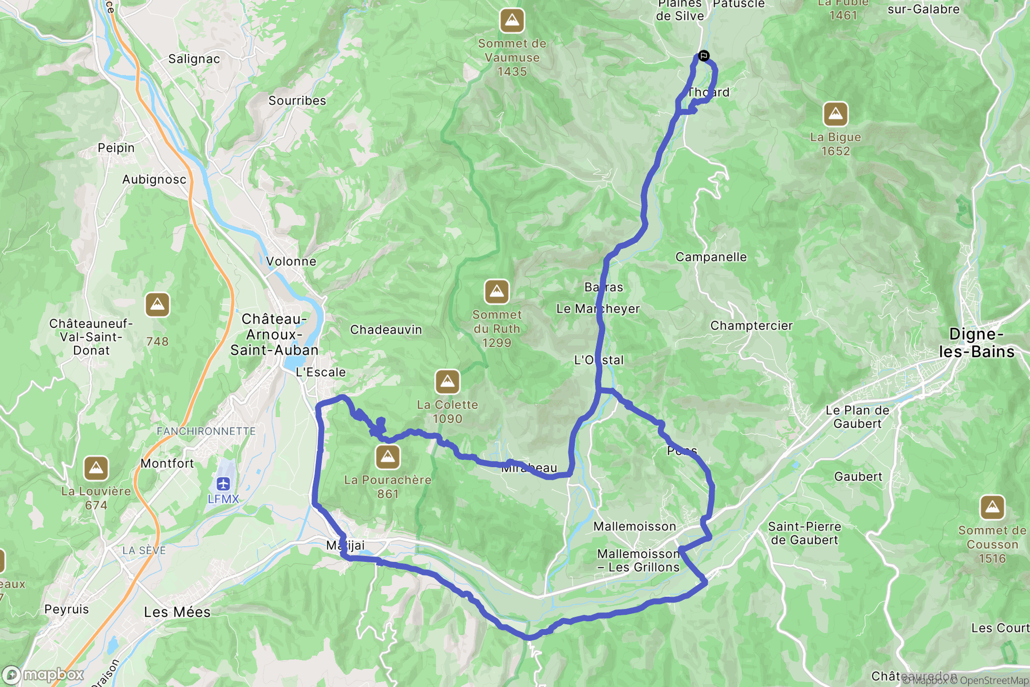 Thoard : carte du parcours de randonnée - France