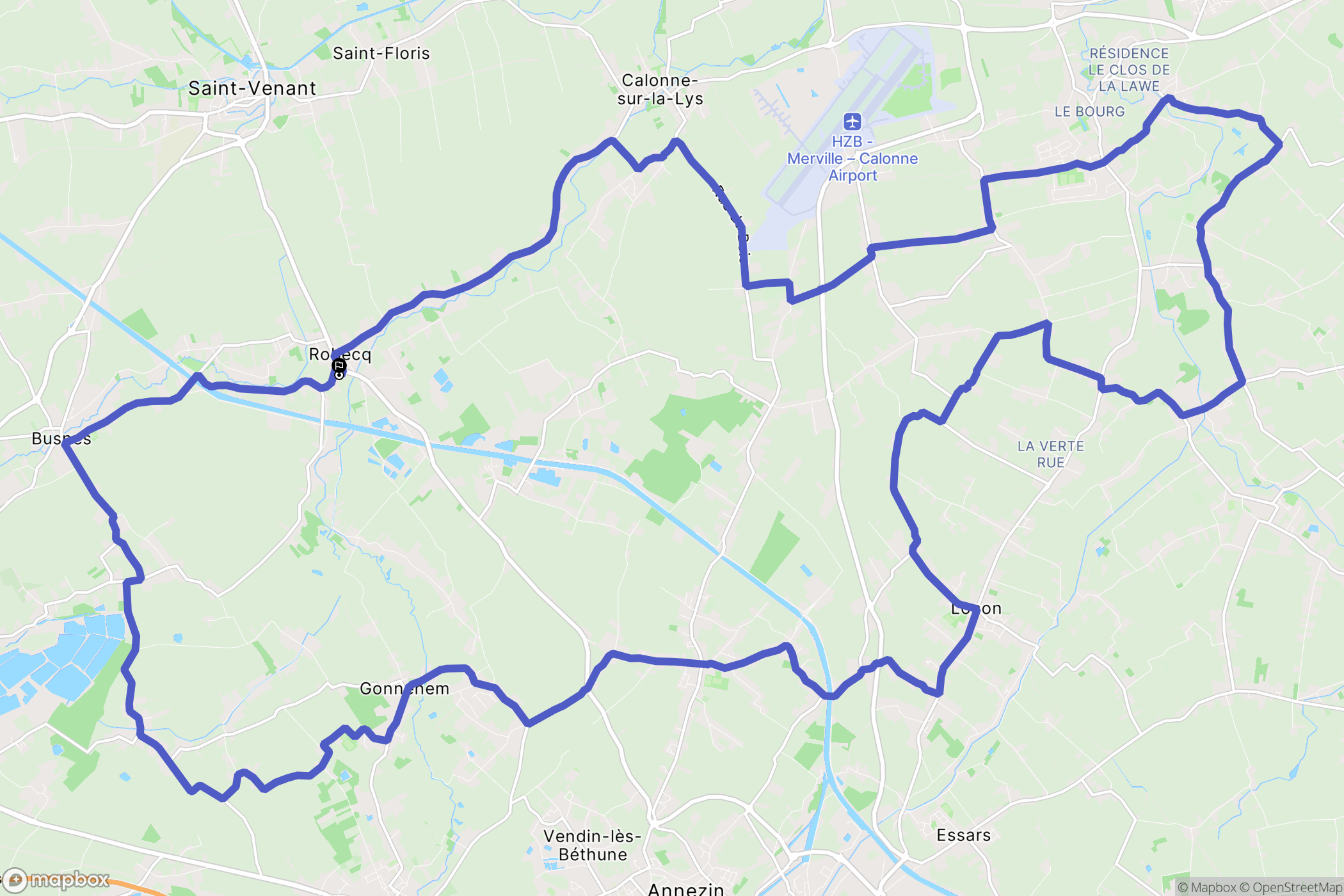 Robecq : carte du parcours de randonnée - France