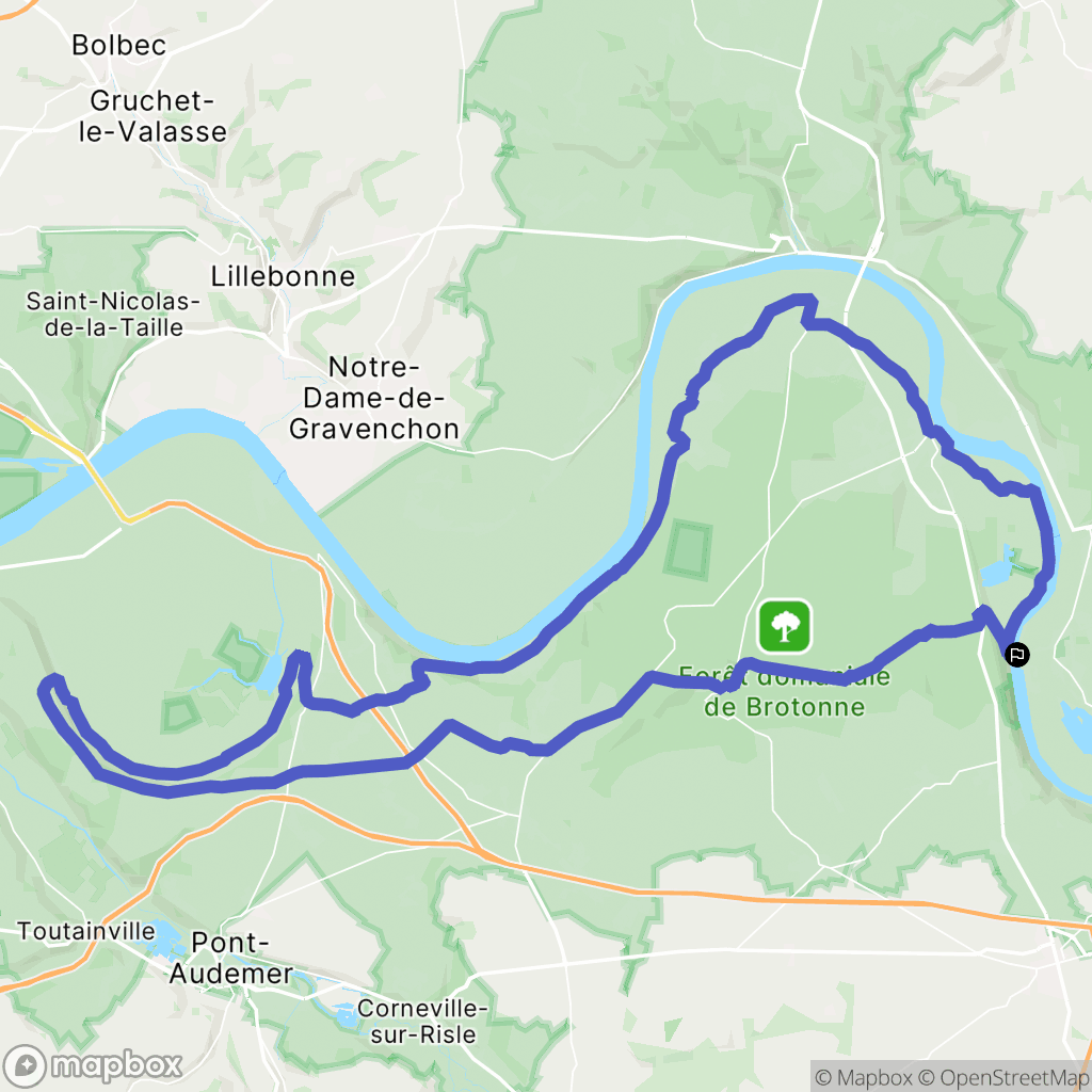 Jumièges : carte du parcours de randonnée - France