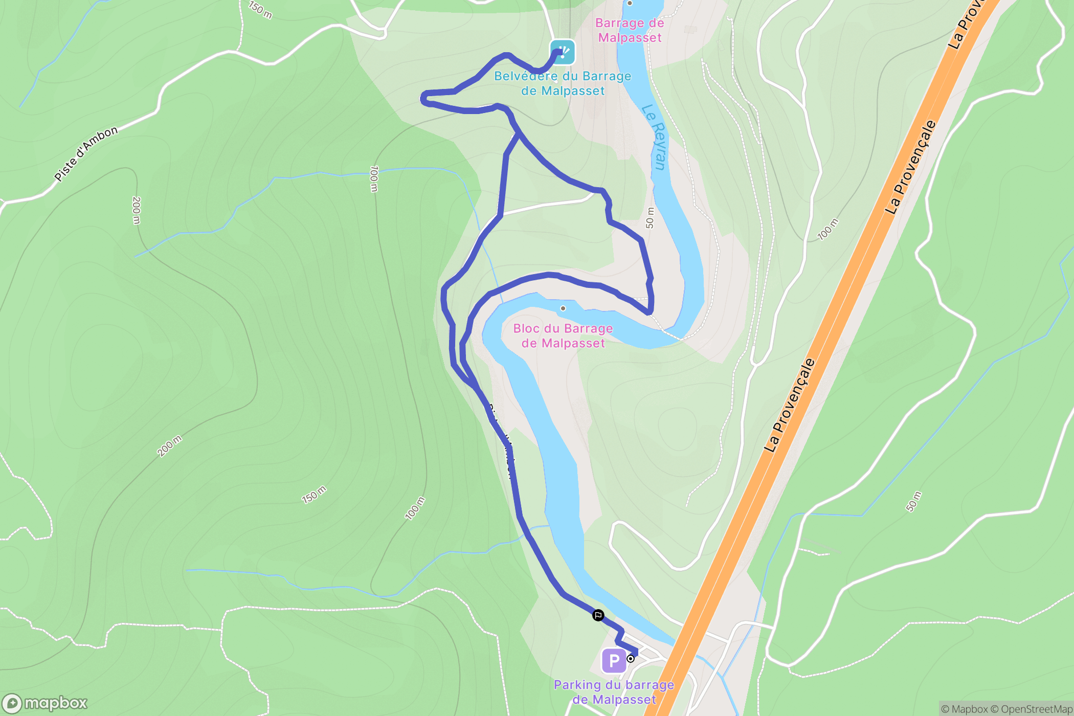 Fréjus : carte du parcours de randonnée - France
