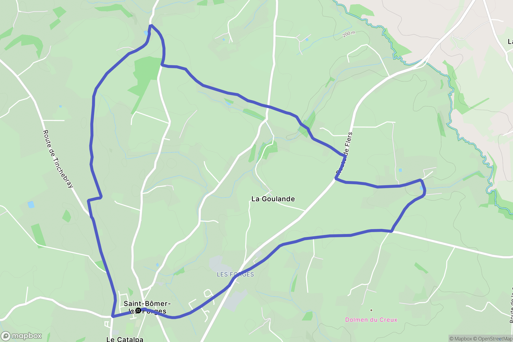 Saint-Bômer-les-Forges : carte du parcours de randonnée - France