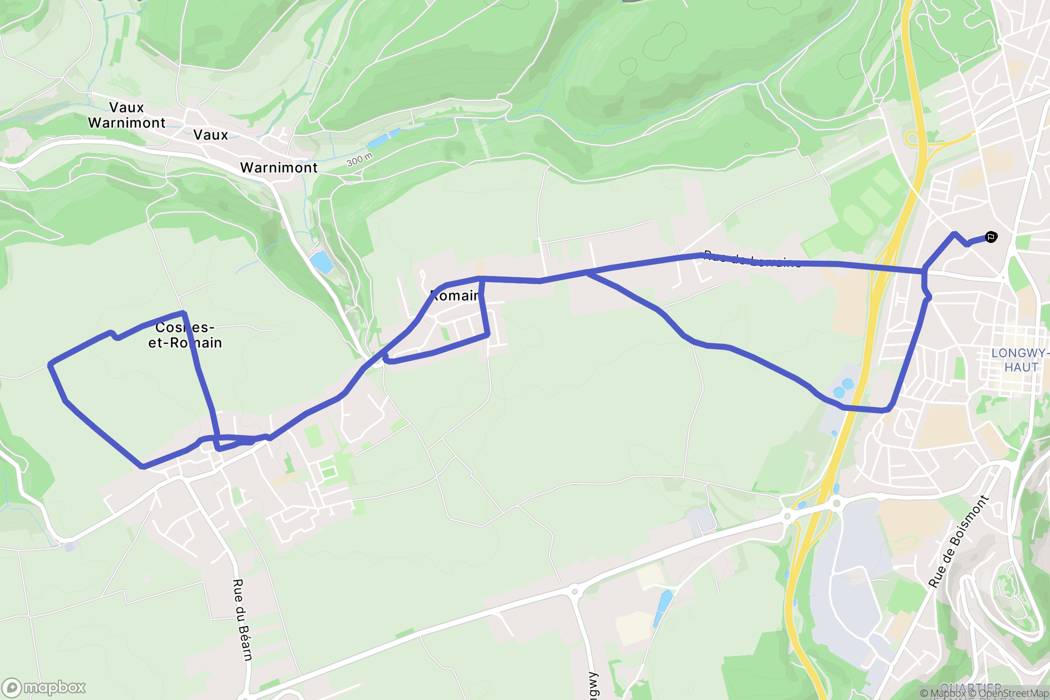 Longwy : carte du parcours de randonnée - France
