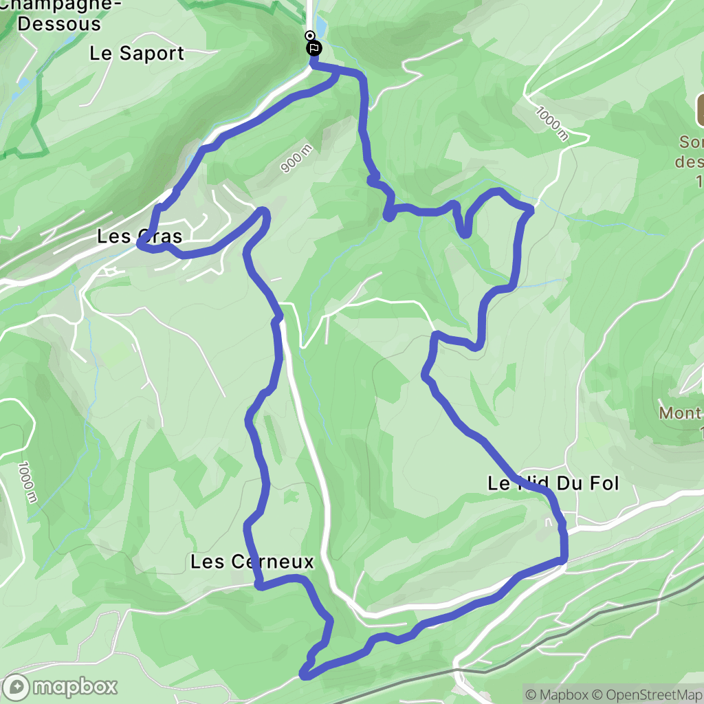 Les Gras : carte du parcours de randonnée - France