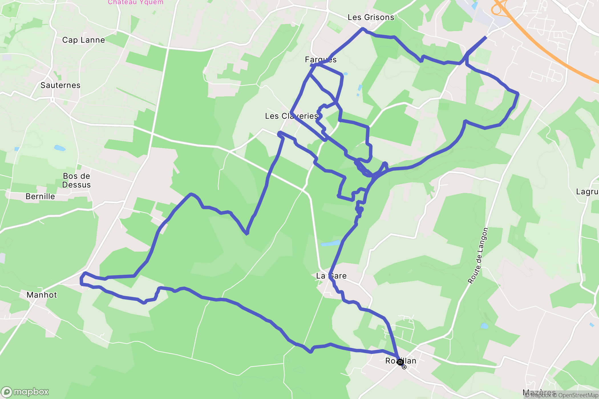 Roaillan : carte du parcours de randonnée - France