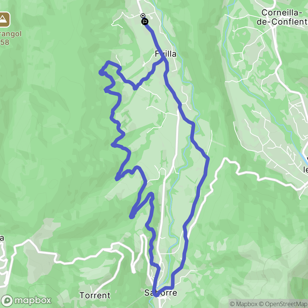 Fuilla : carte du parcours de randonnée - France