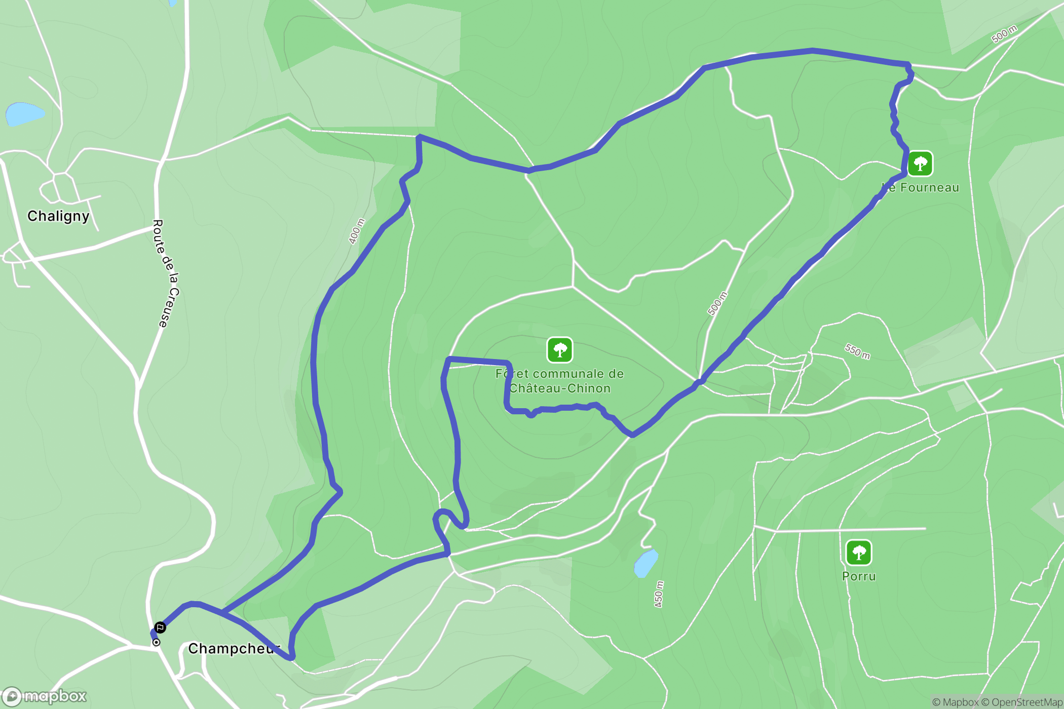 Château-Chinon(Campagne) : carte du parcours de randonnée - France