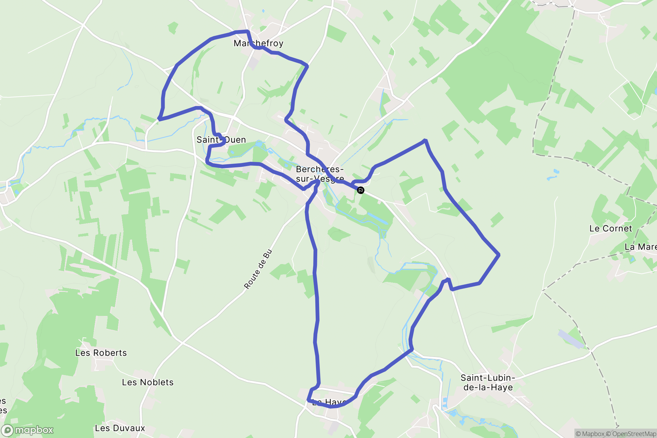 Berchères-sur-Vesgre : carte du parcours de randonnée - France