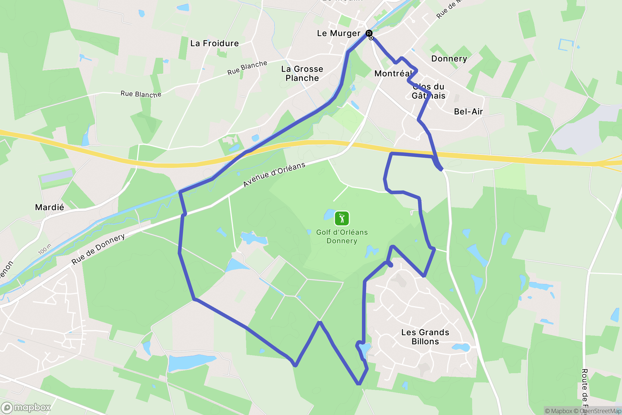 Donnery : carte du parcours de randonnée - France